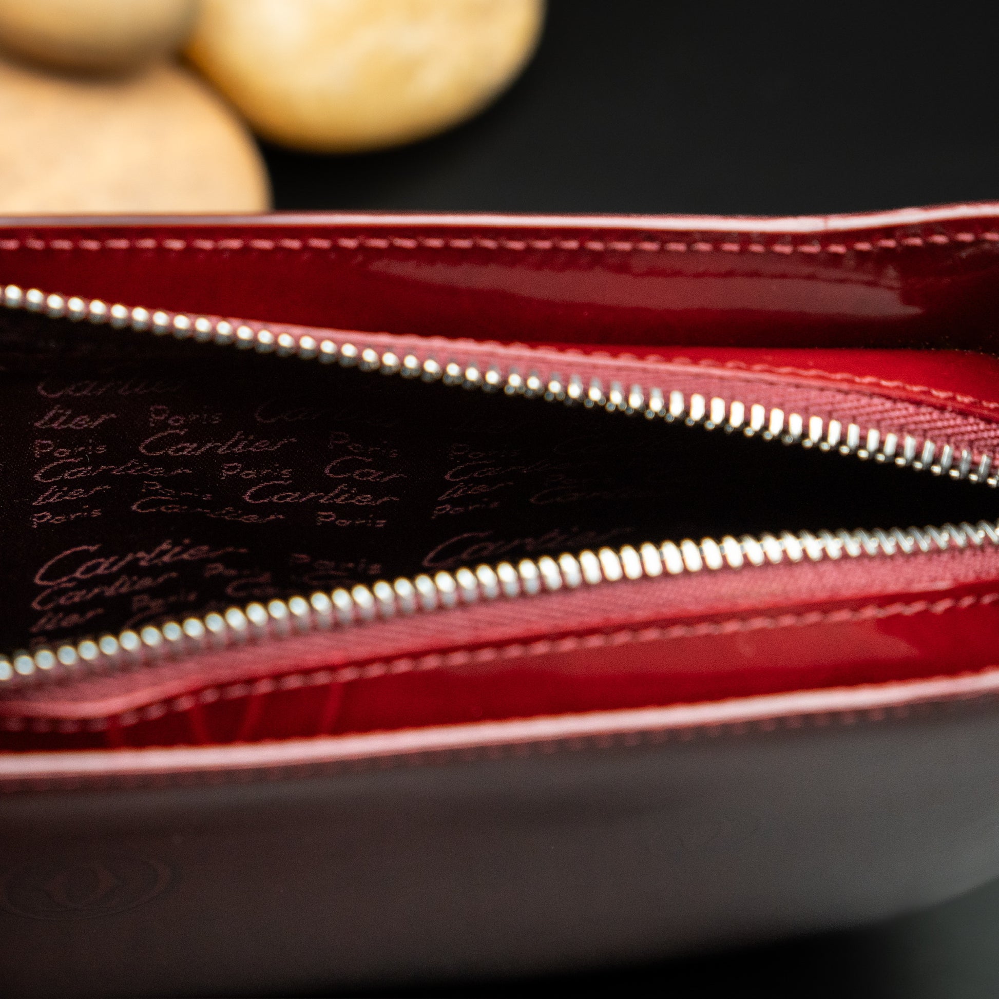 Cartier "Happy Birthday" Shoulder Bag in Burgundy Vernis Leather