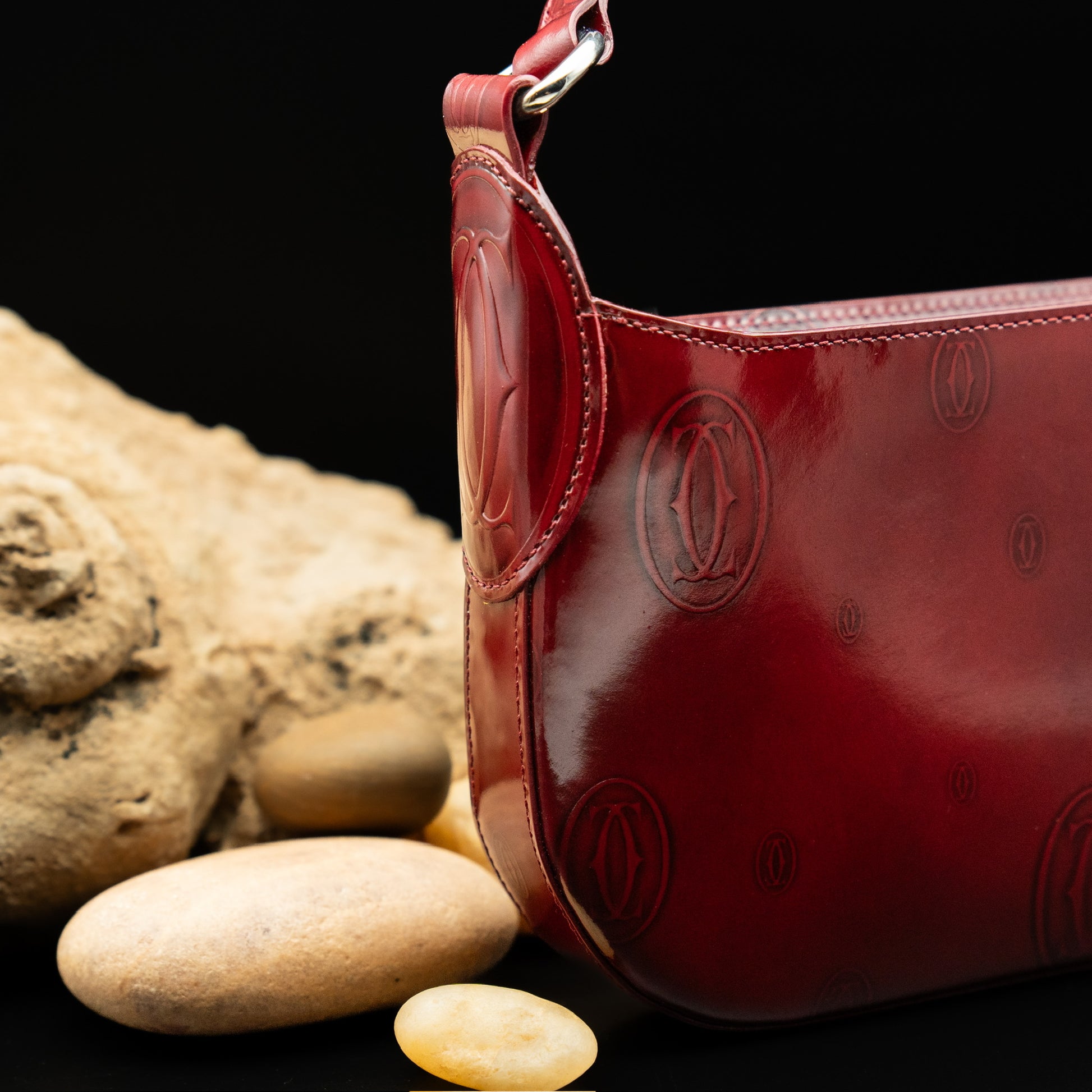 Cartier "Happy Birthday" Shoulder Bag in Burgundy Vernis Leather