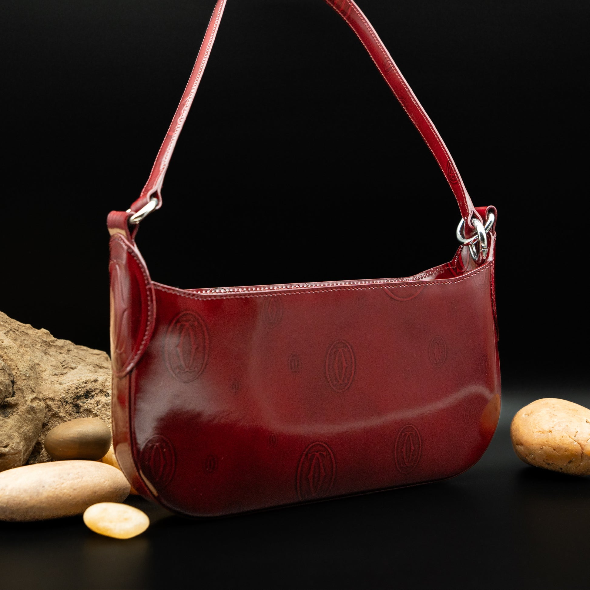 Cartier "Happy Birthday" Shoulder Bag in Burgundy Vernis Leather