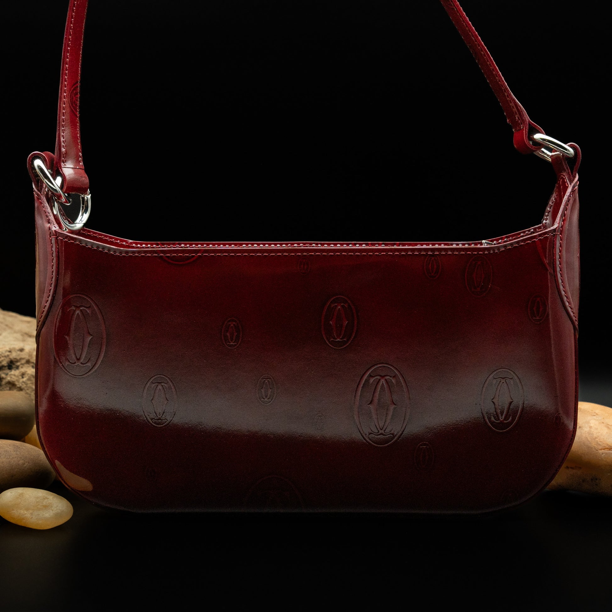 Cartier "Happy Birthday" Shoulder Bag in Burgundy Vernis Leather