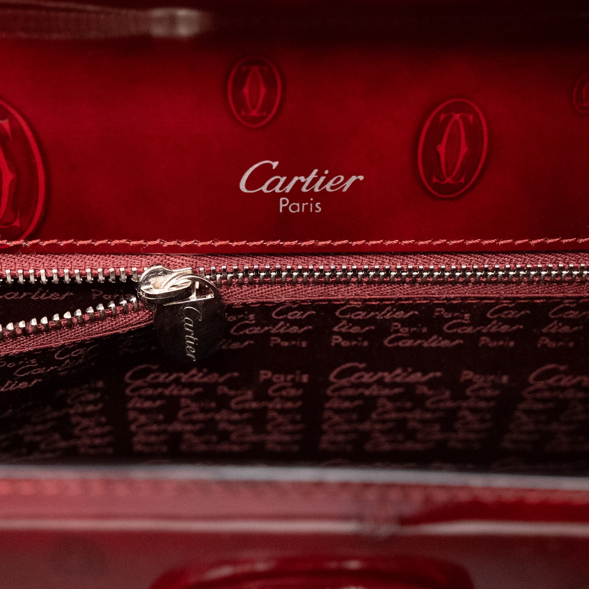 Cartier “Happy Birthday” Top-Handle Handbag in Burgundy Patent Leather