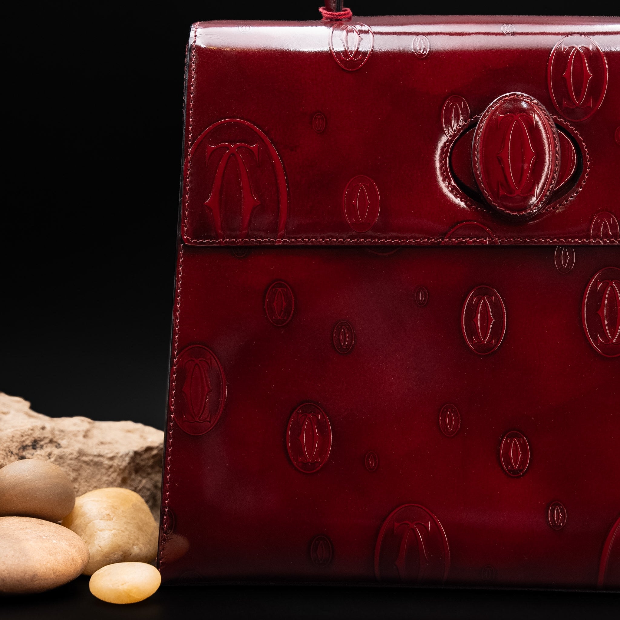 Cartier “Happy Birthday” Top-Handle Handbag in Burgundy Patent Leather