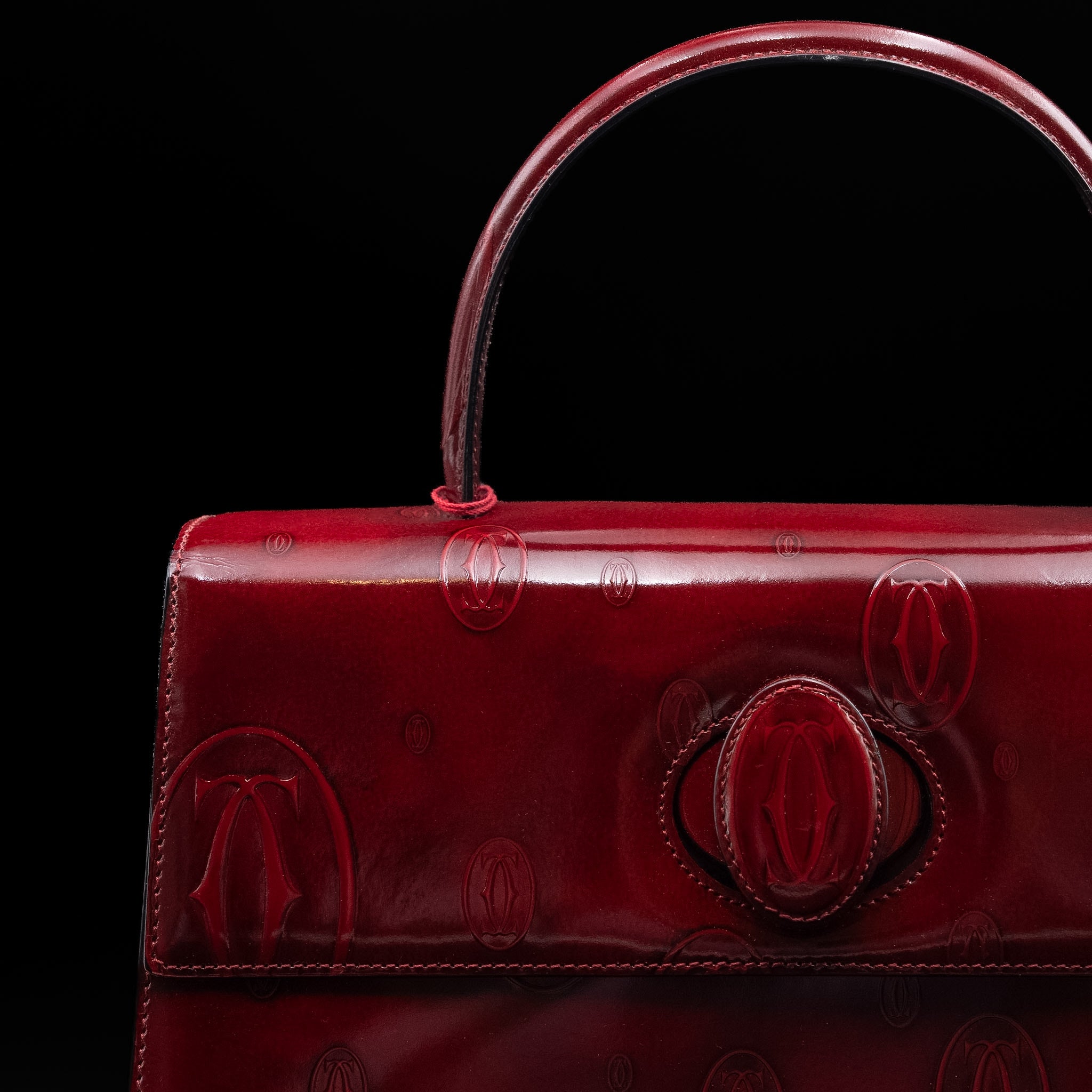 Cartier “Happy Birthday” Top-Handle Handbag in Burgundy Patent Leather