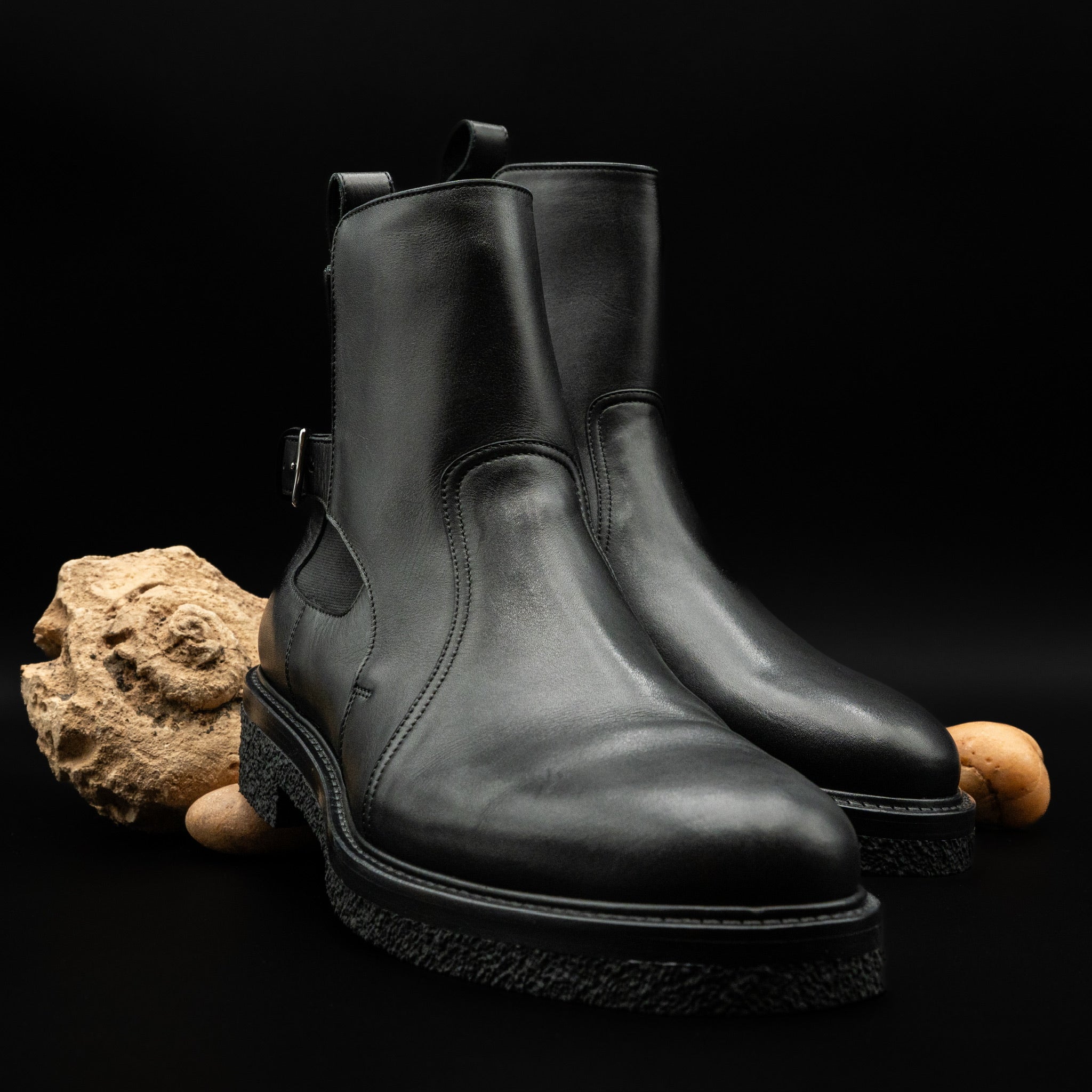 Hermès Distance Chelsea Boots in Black Calfskin (Size 44)