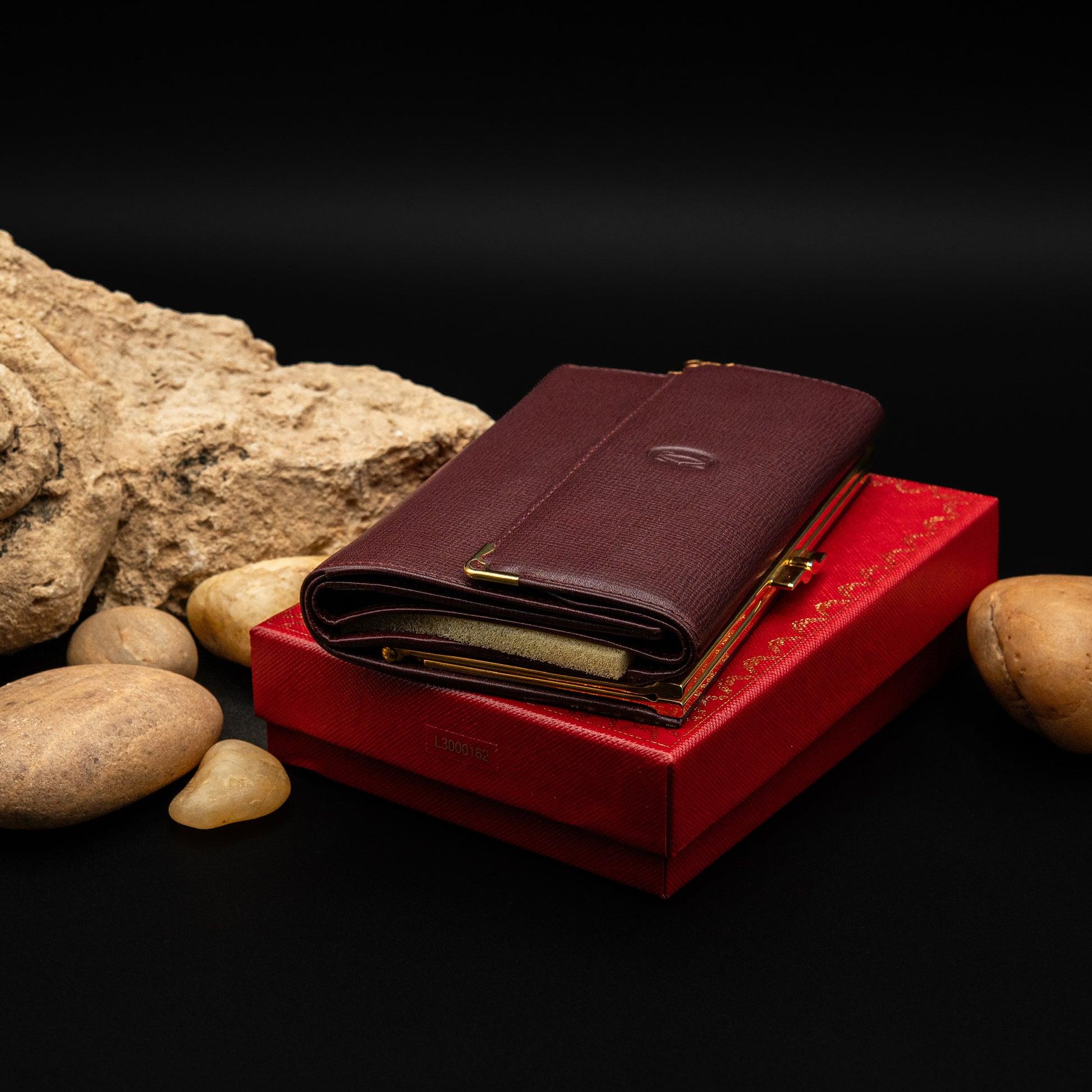 Cartier Must de Cartier Frame Wallet in Bordeaux Cowhide Leather from 1998