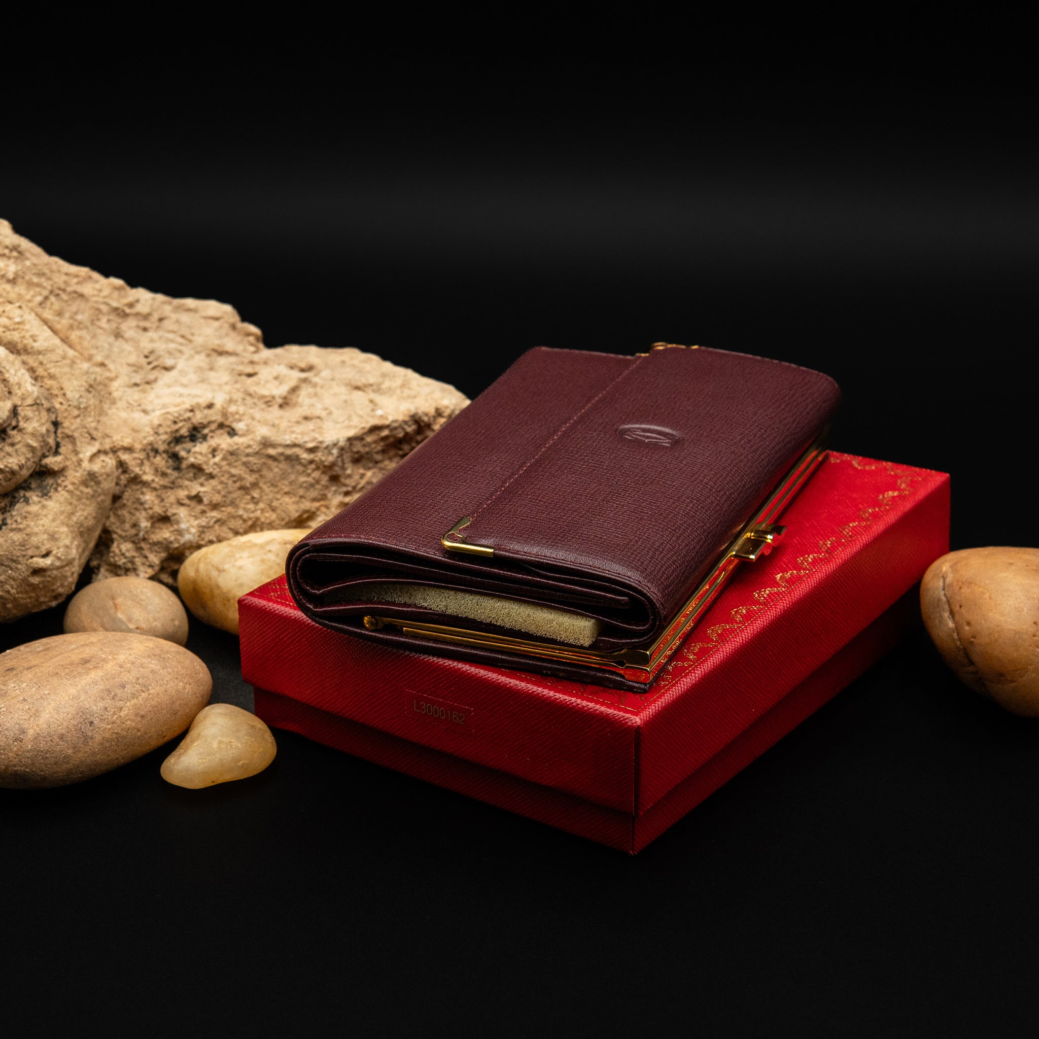 Cartier Must de Cartier Frame Wallet in Bordeaux Cowhide Leather from 1998
