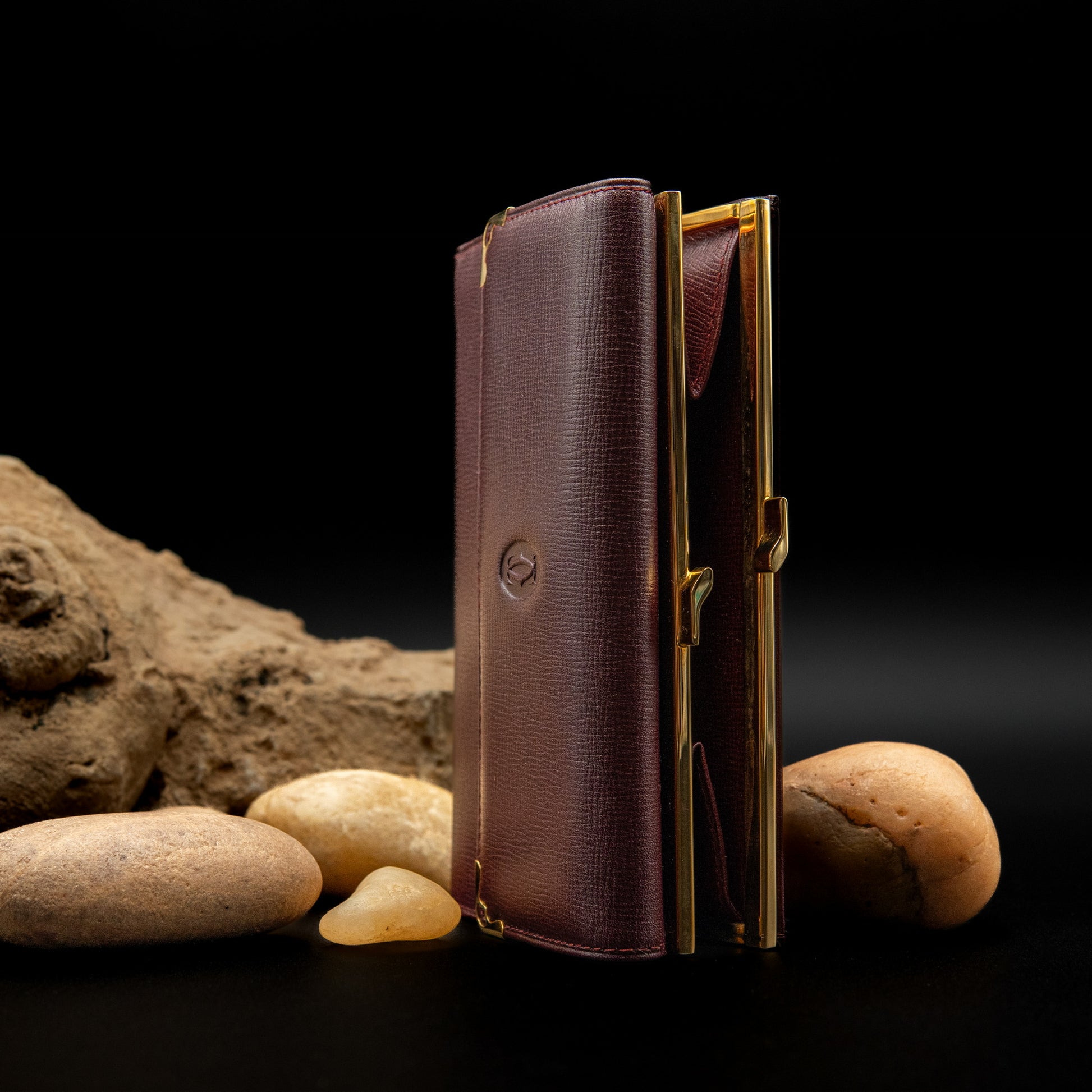 Cartier Must de Cartier Frame Wallet in Bordeaux Cowhide Leather from 1998