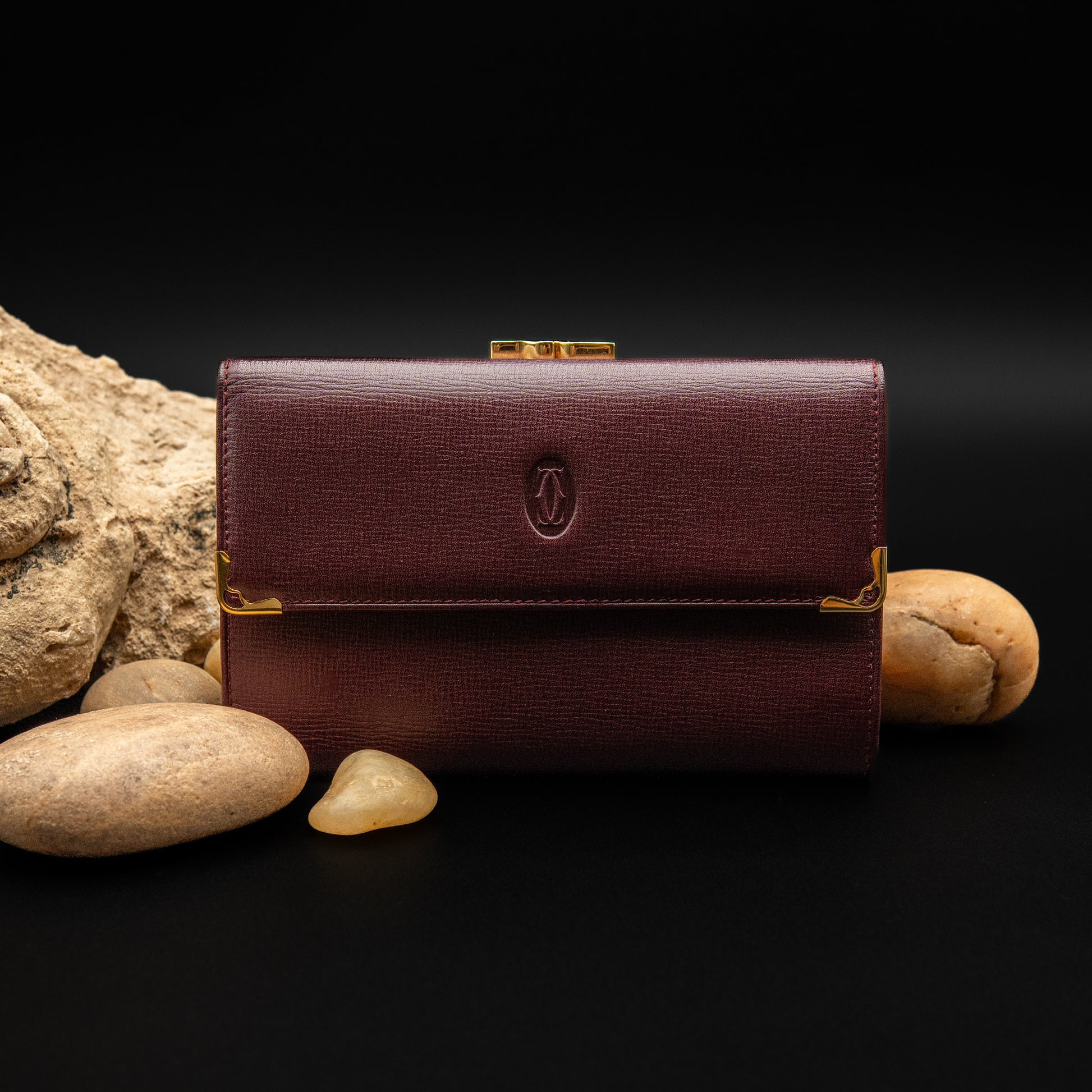 Cartier Must de Cartier Frame Wallet in Bordeaux Cowhide Leather from 1998