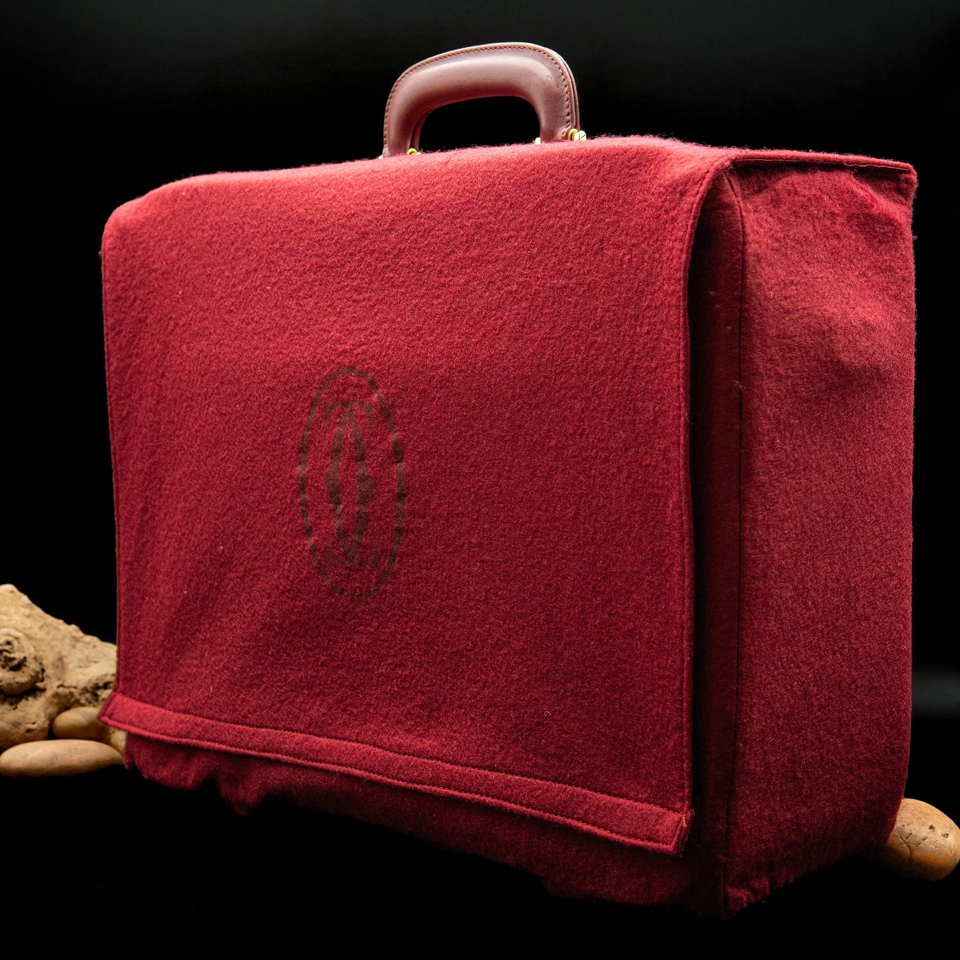 Cartier Must de Cartier Leather Travel Bag in Bordeaux Calfskin from the 1980's