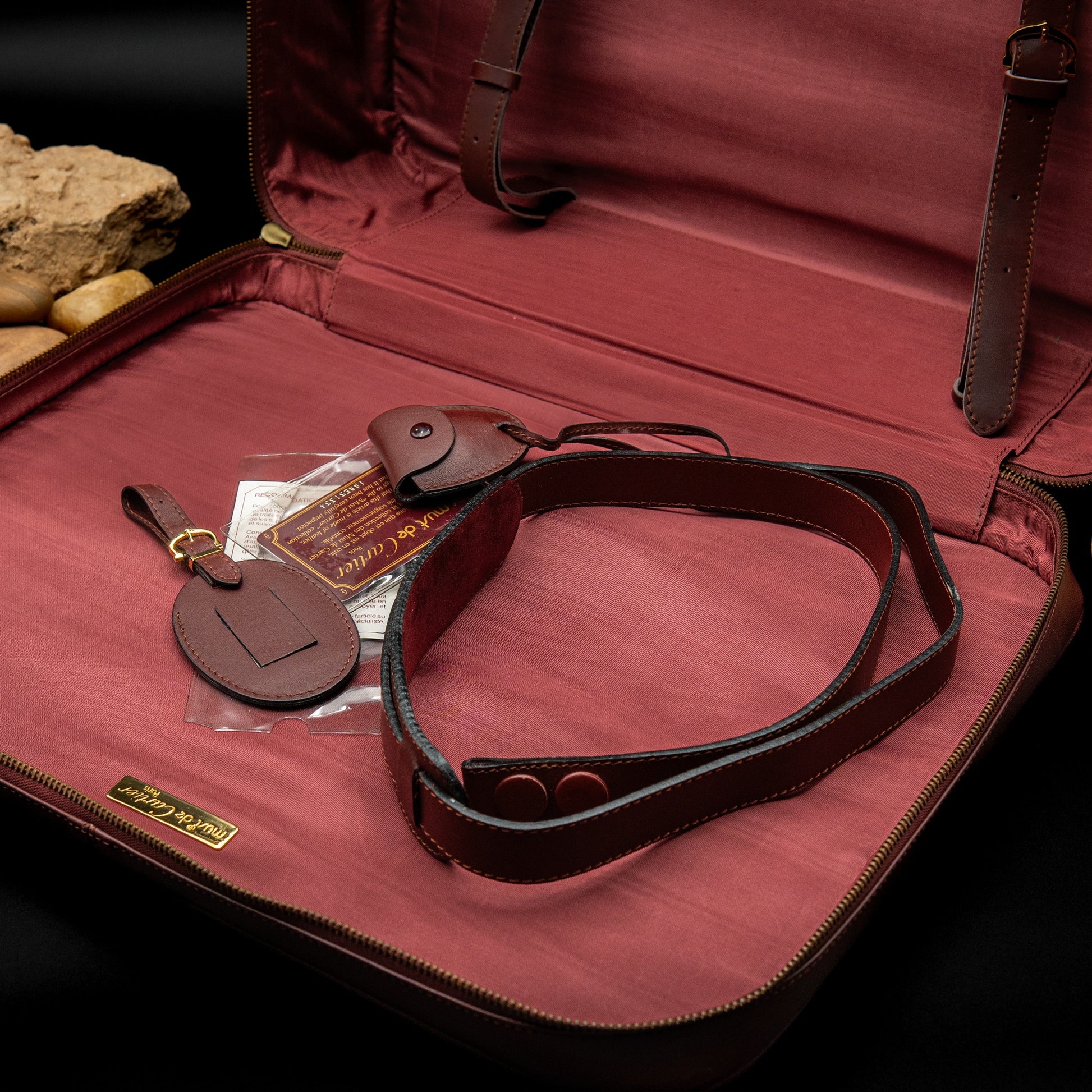 Cartier Must de Cartier Leather Travel Bag in Bordeaux Calfskin from the 1980's
