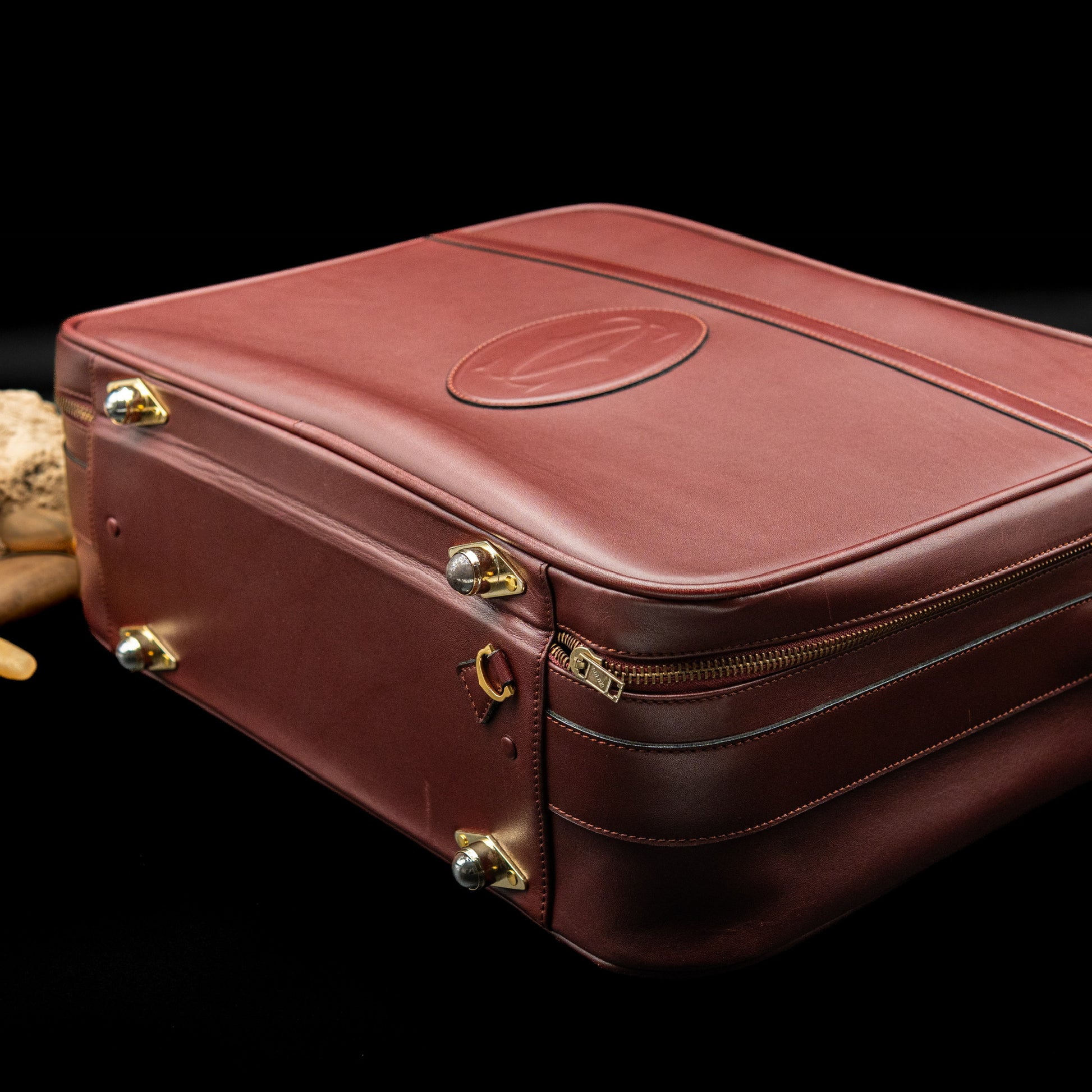 Cartier Must de Cartier Leather Travel Bag in Bordeaux Calfskin from the 1980's