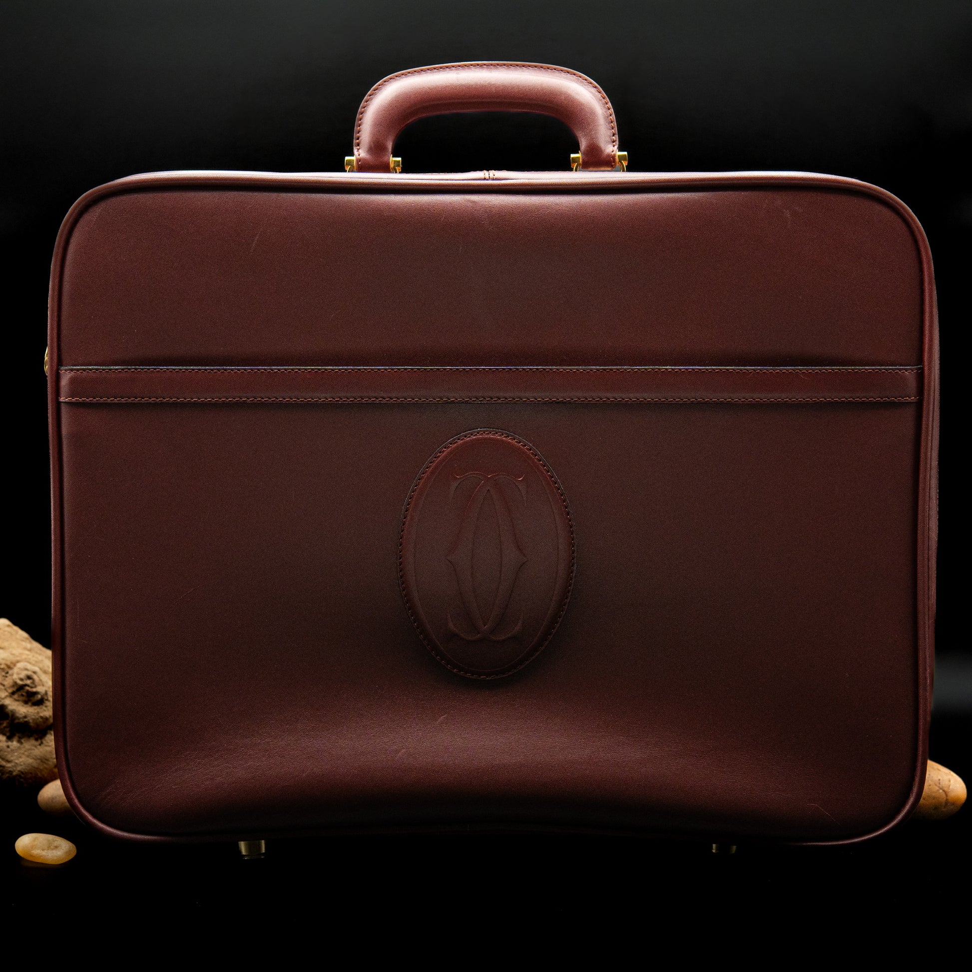 Cartier Must de Cartier Leather Travel Bag in Bordeaux Calfskin from the 1980's