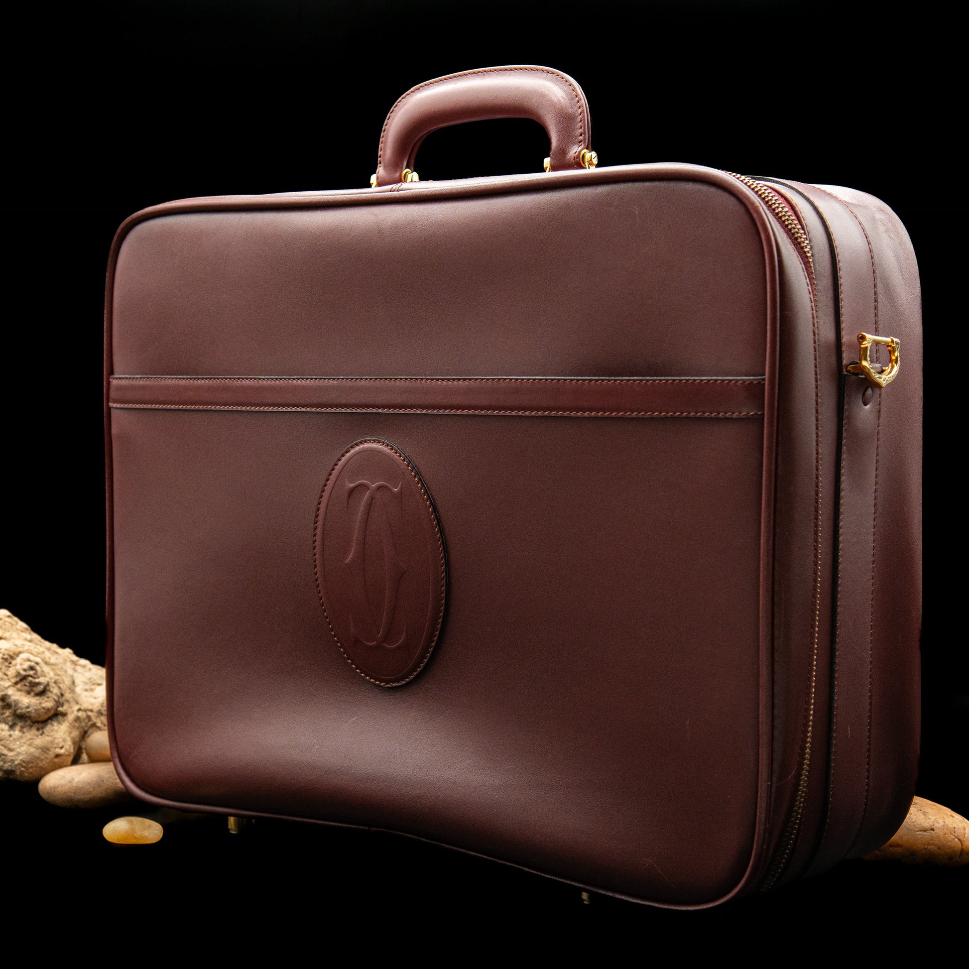 Cartier Must de Cartier Leather Travel Bag in Bordeaux Calfskin from the 1980's