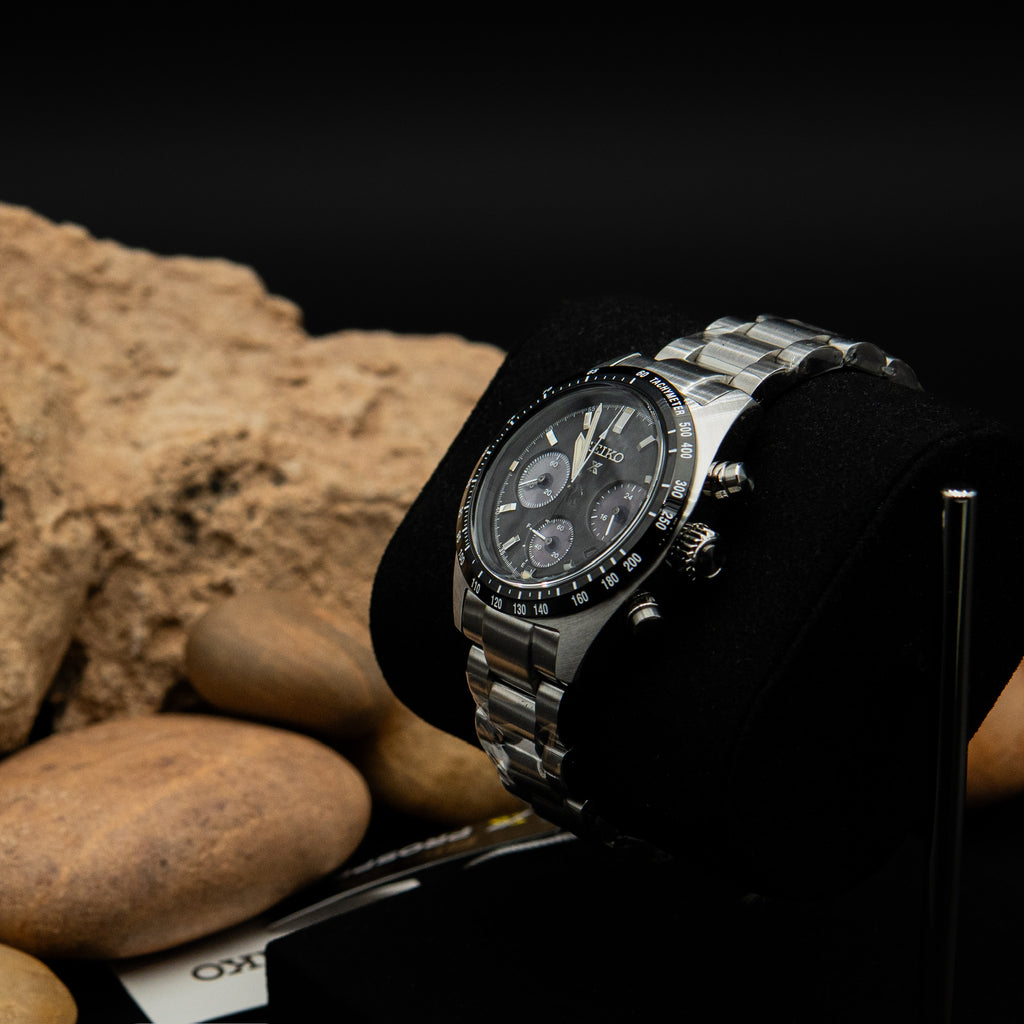 ساعة سيكو بروسبكس سبيدتايمر سولار كرونوغراف (رقم المرجع SSC819) بالمينا أسود