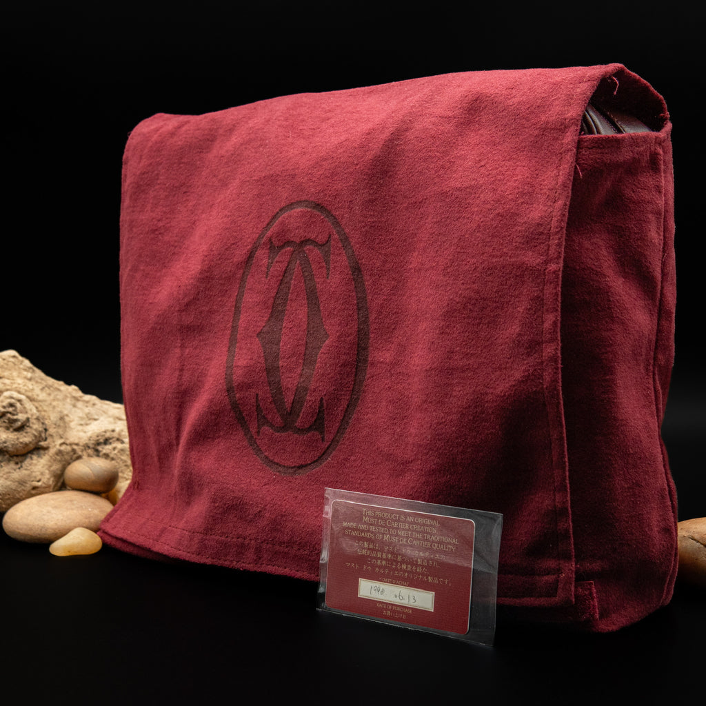 Cartier Must de Cartier Leather Laptop Bag in Burgundy Calfskin from 1998