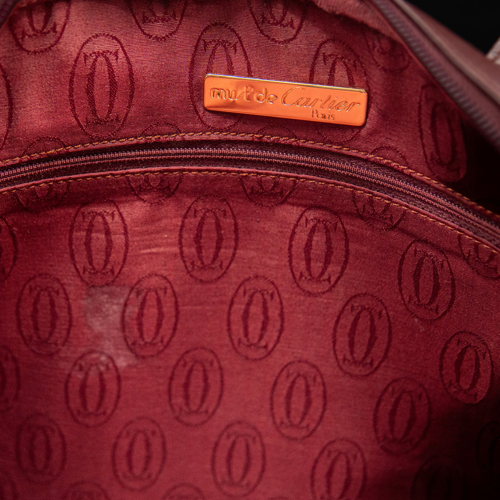 Cartier Must de Cartier Leather Laptop Bag in Burgundy Calfskin from 1998