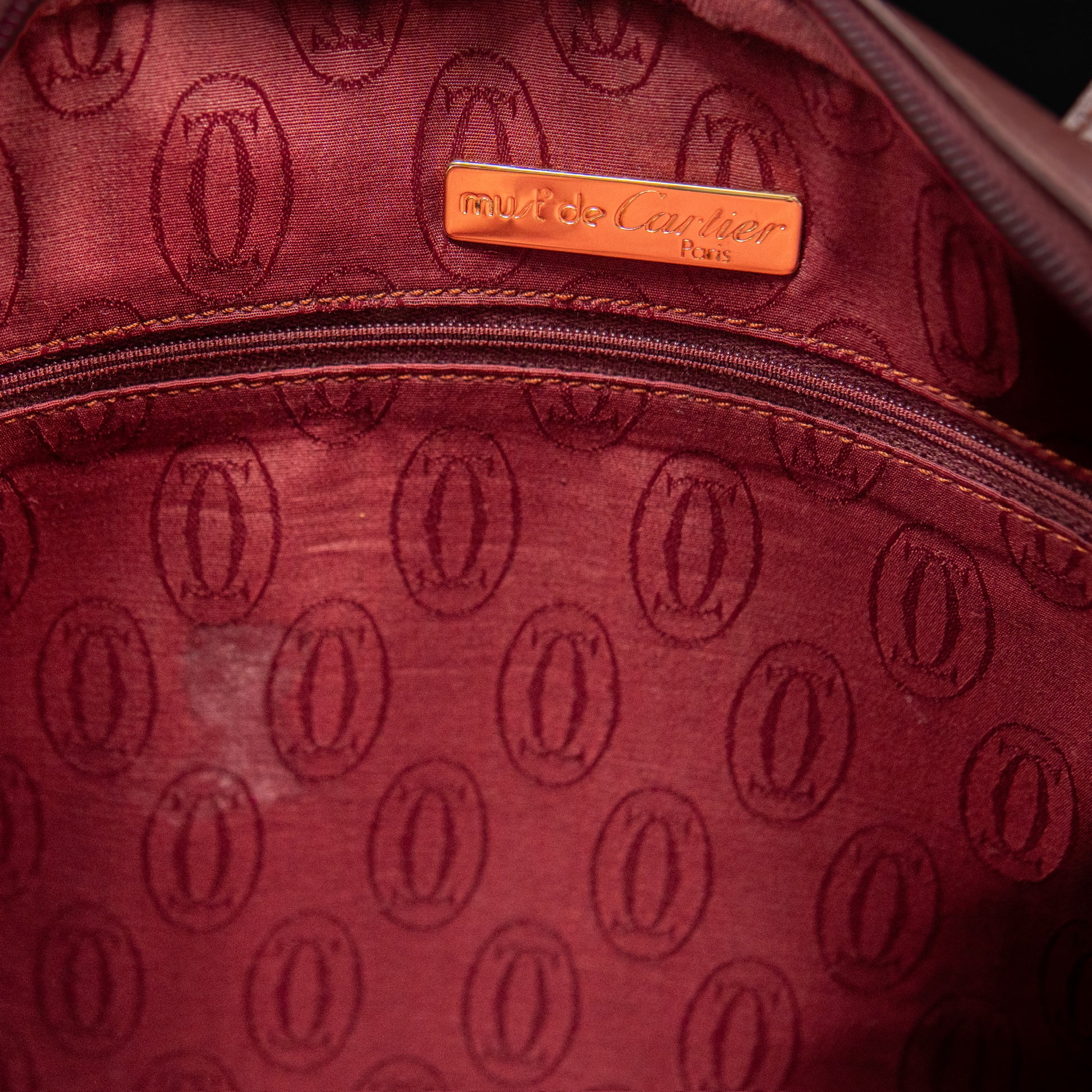 Cartier Must de Cartier Leather Laptop Bag in Burgundy Calfskin from 1998