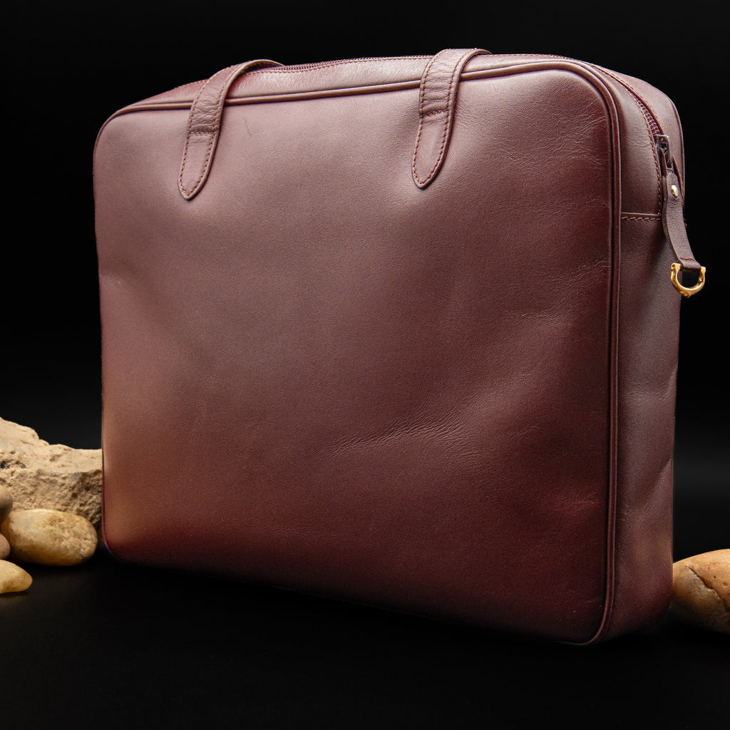 Cartier Must de Cartier Leather Laptop Bag in Burgundy Calfskin from 1998