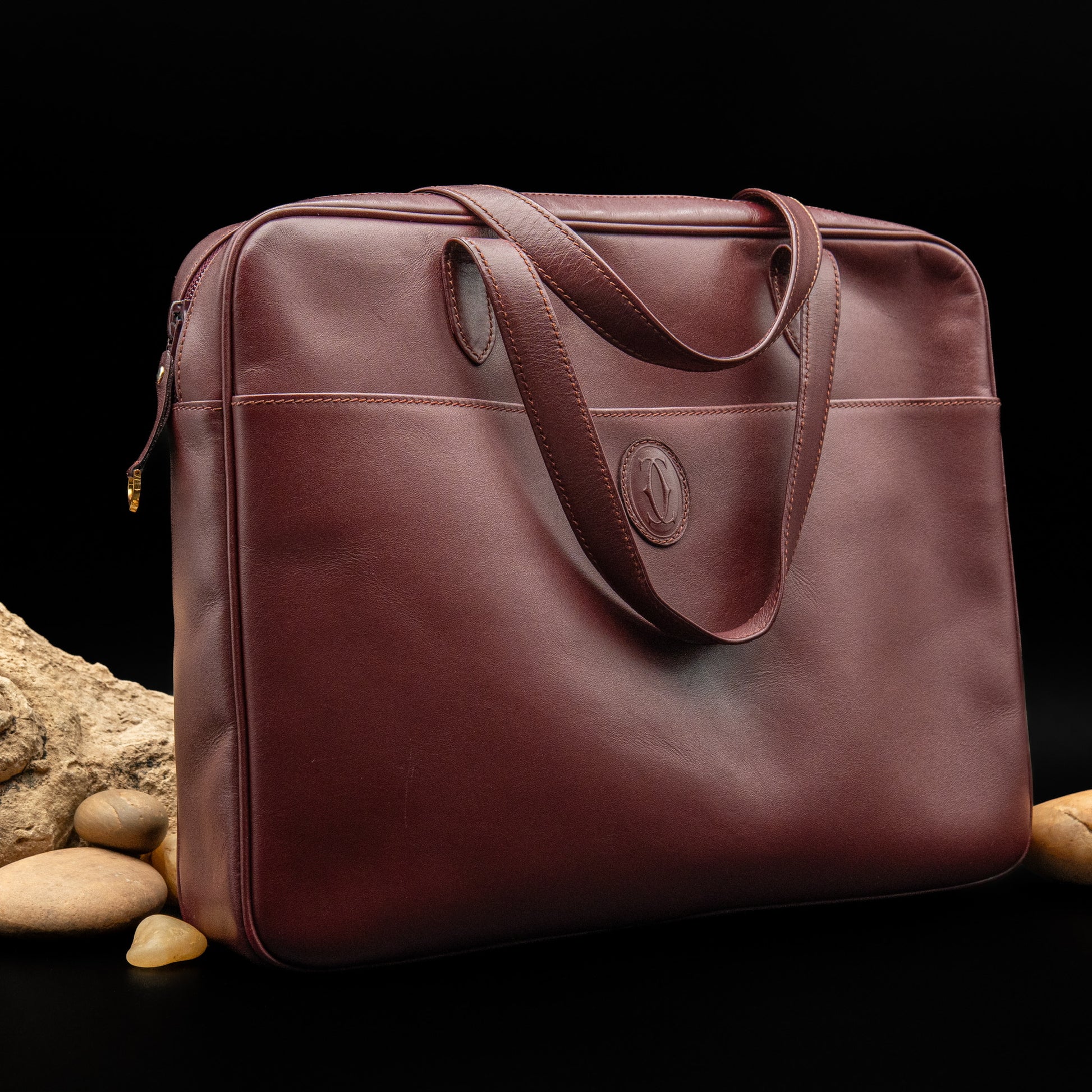 Cartier Must de Cartier Leather Laptop Bag in Burgundy Calfskin from 1998