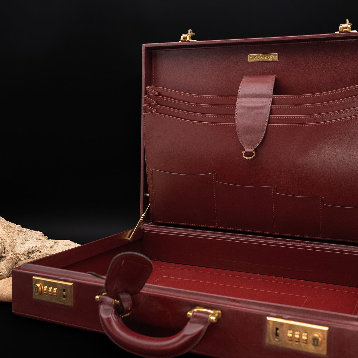 Cartier Must de Cartier Burgundy Leather Attaché Briefcase from 1984