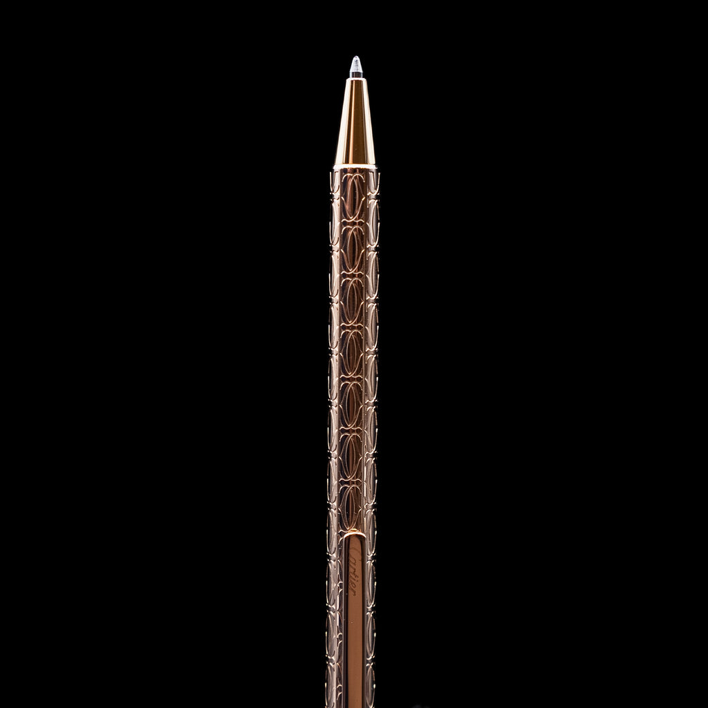 Cartier Must II Ballpoint Pen in Rose Gold Finish with Double C Motif from 2006