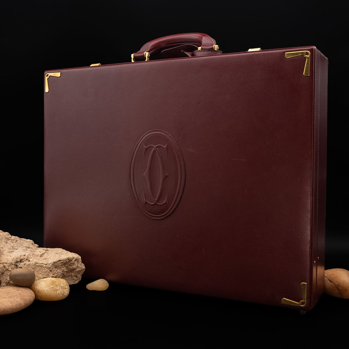 Cartier Must de Cartier Burgundy Leather Attaché Briefcase from 1984