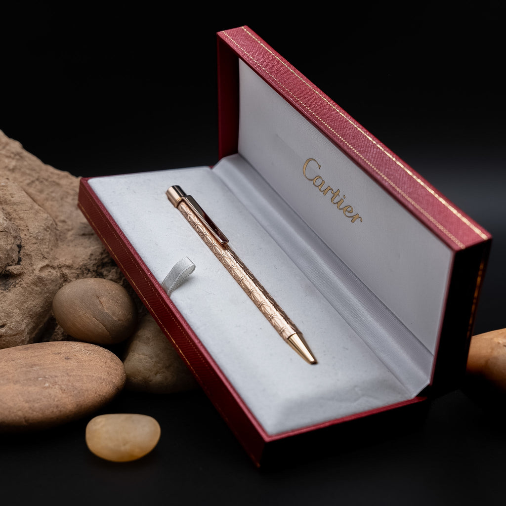 Cartier Must II Ballpoint Pen in Rose Gold Finish with Double C Motif from 2006