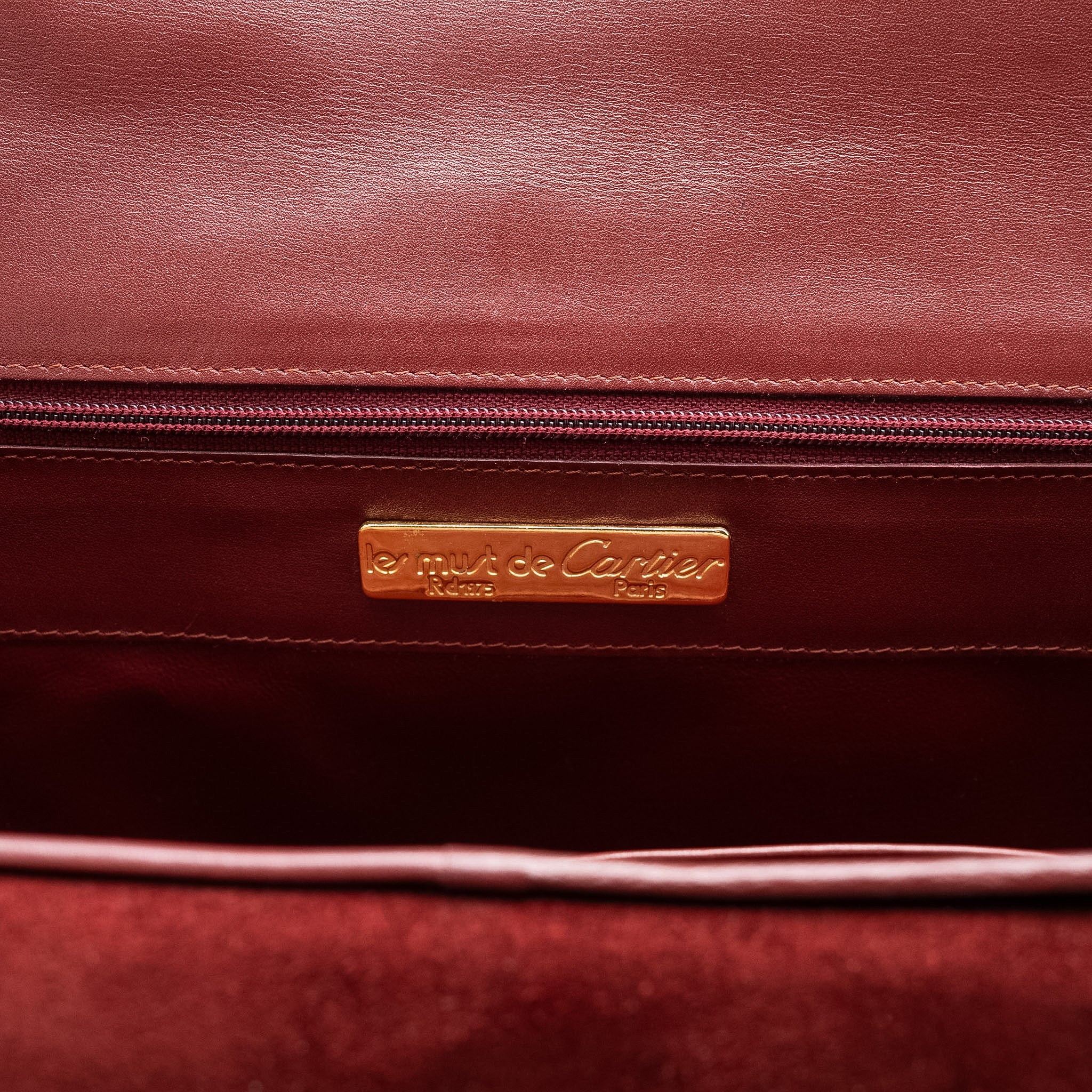 Cartier Must de Cartier Suede Clutch in Bordeaux Leather from the 1970's