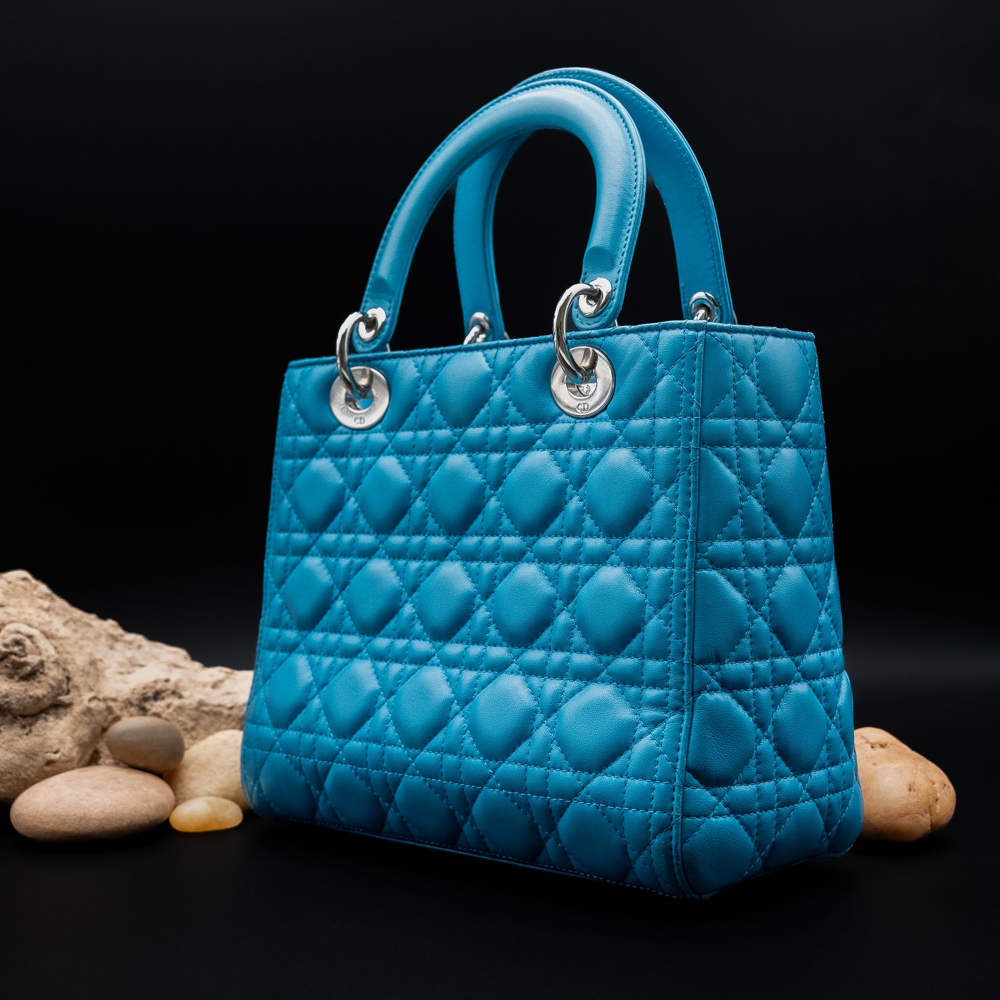 Christian Dior Lady Dior Medium Bag in Turquoise Cannage Lambskin