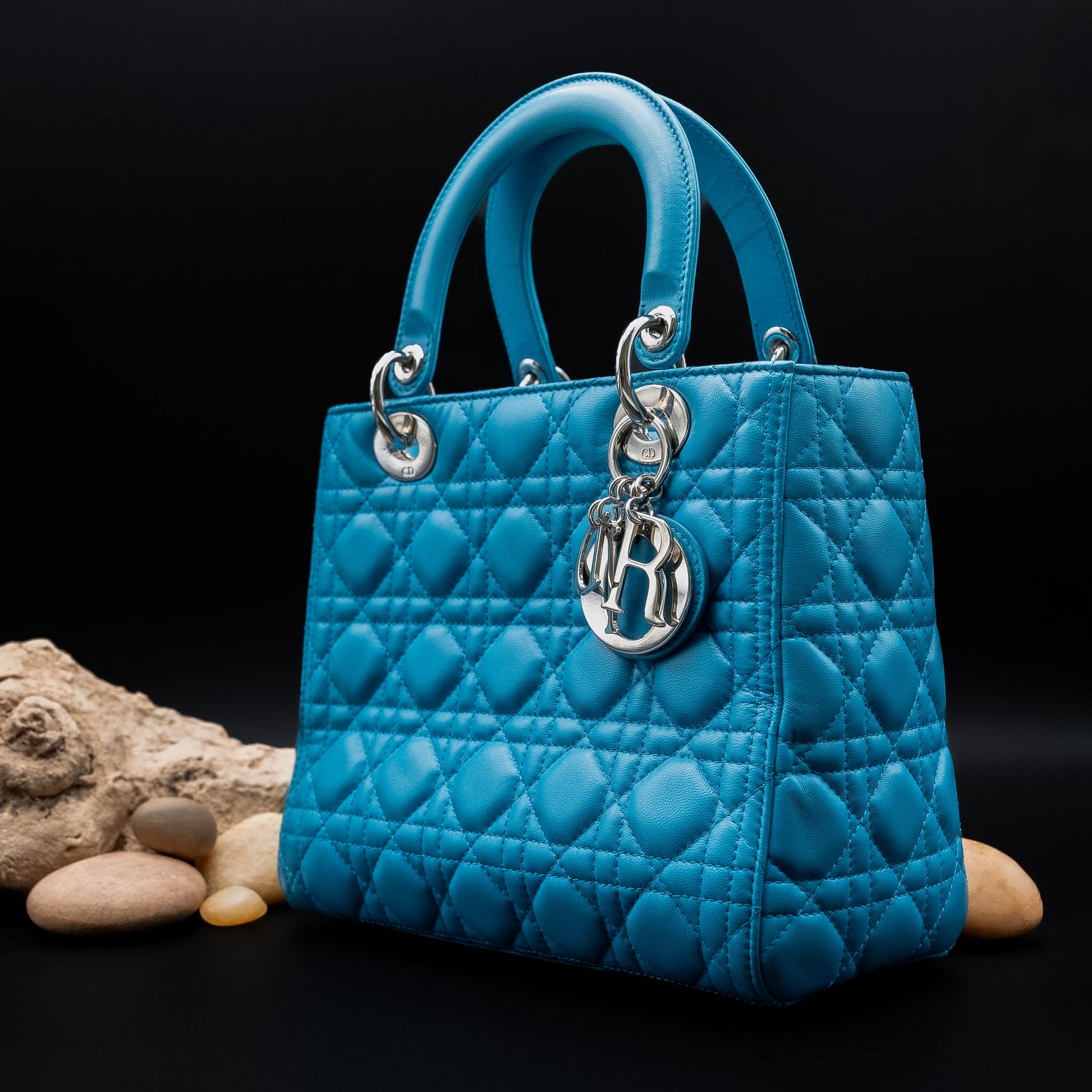 Christian Dior Lady Dior Medium Bag in Turquoise Cannage Lambskin from 2013
