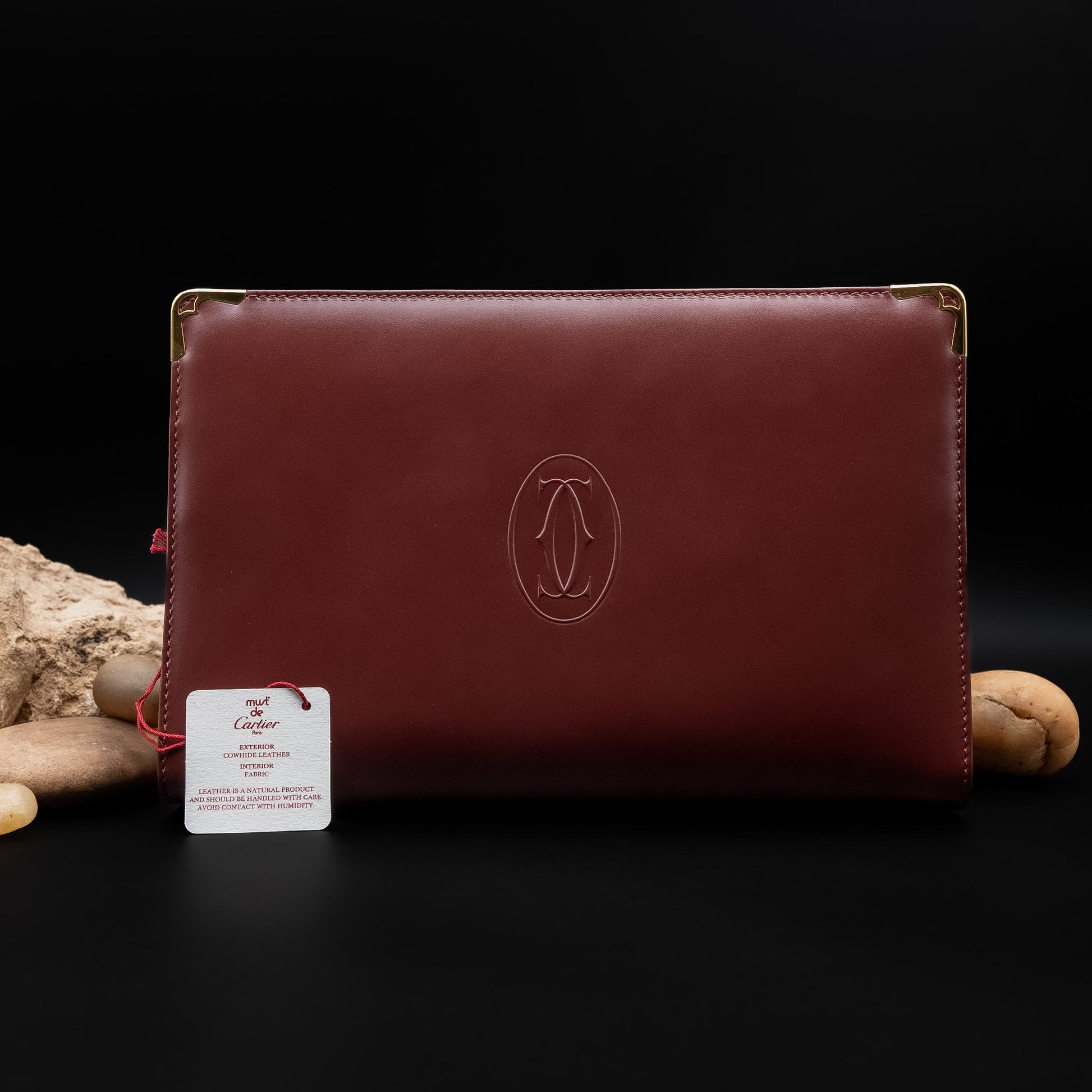 Cartier Must de Cartier Bordeaux Leather Clutch Bag from the 1990's