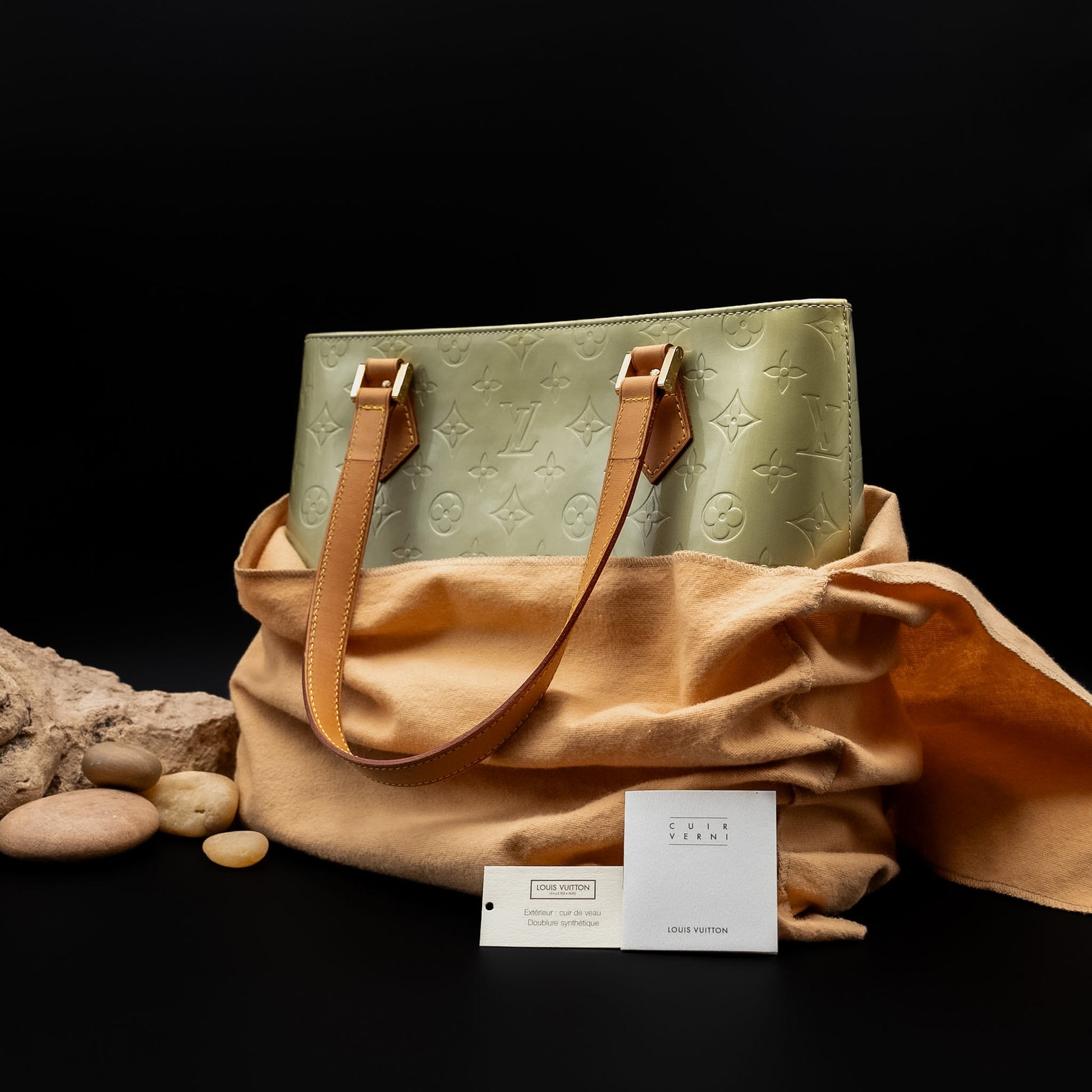 Louis Vuitton Monogram Houston Handbag in Vert Olive Vernis Leather from 2001
