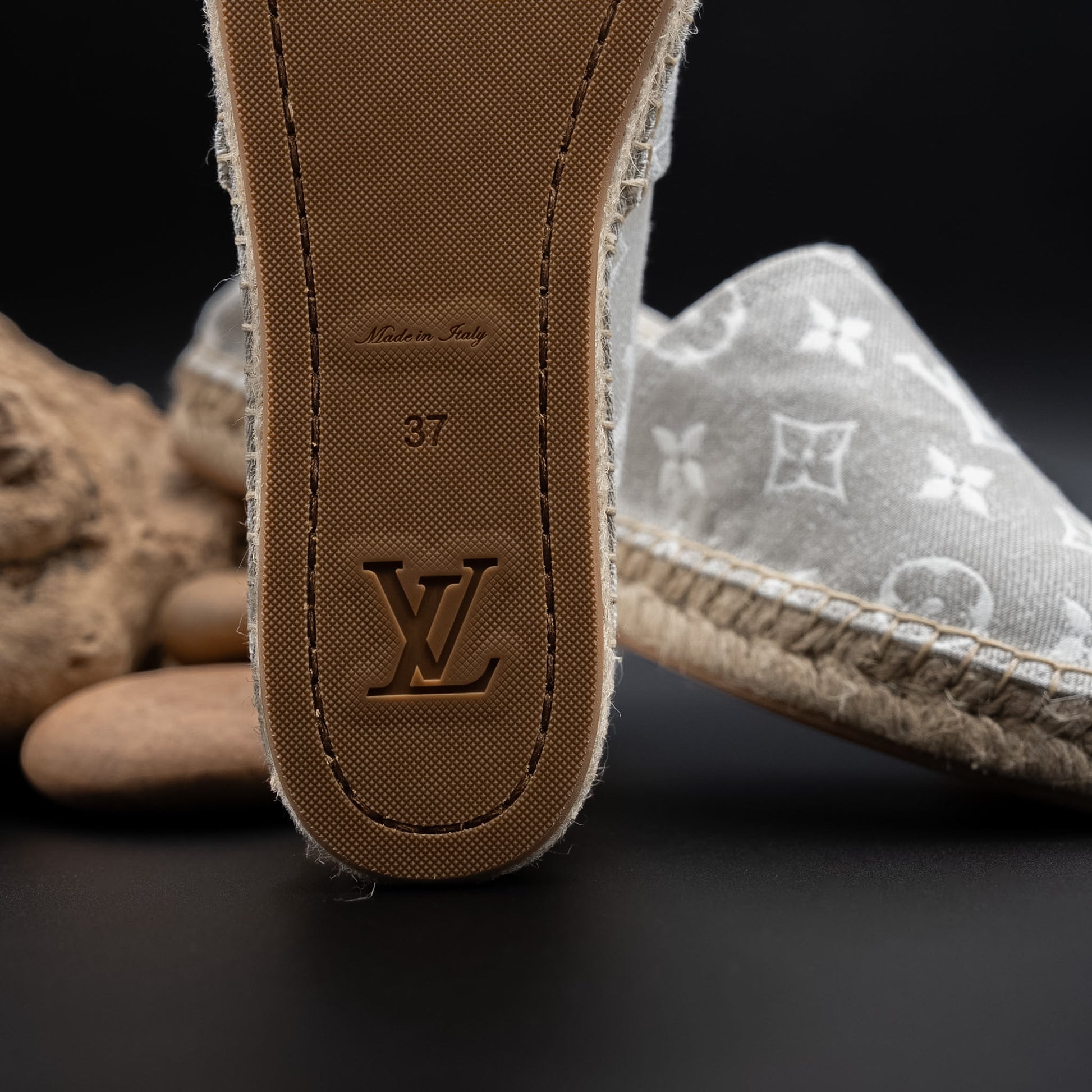 Louis Vuitton Starboard Flat Espadrilles in Beige/Grey Monogram Canvas (Size 37)