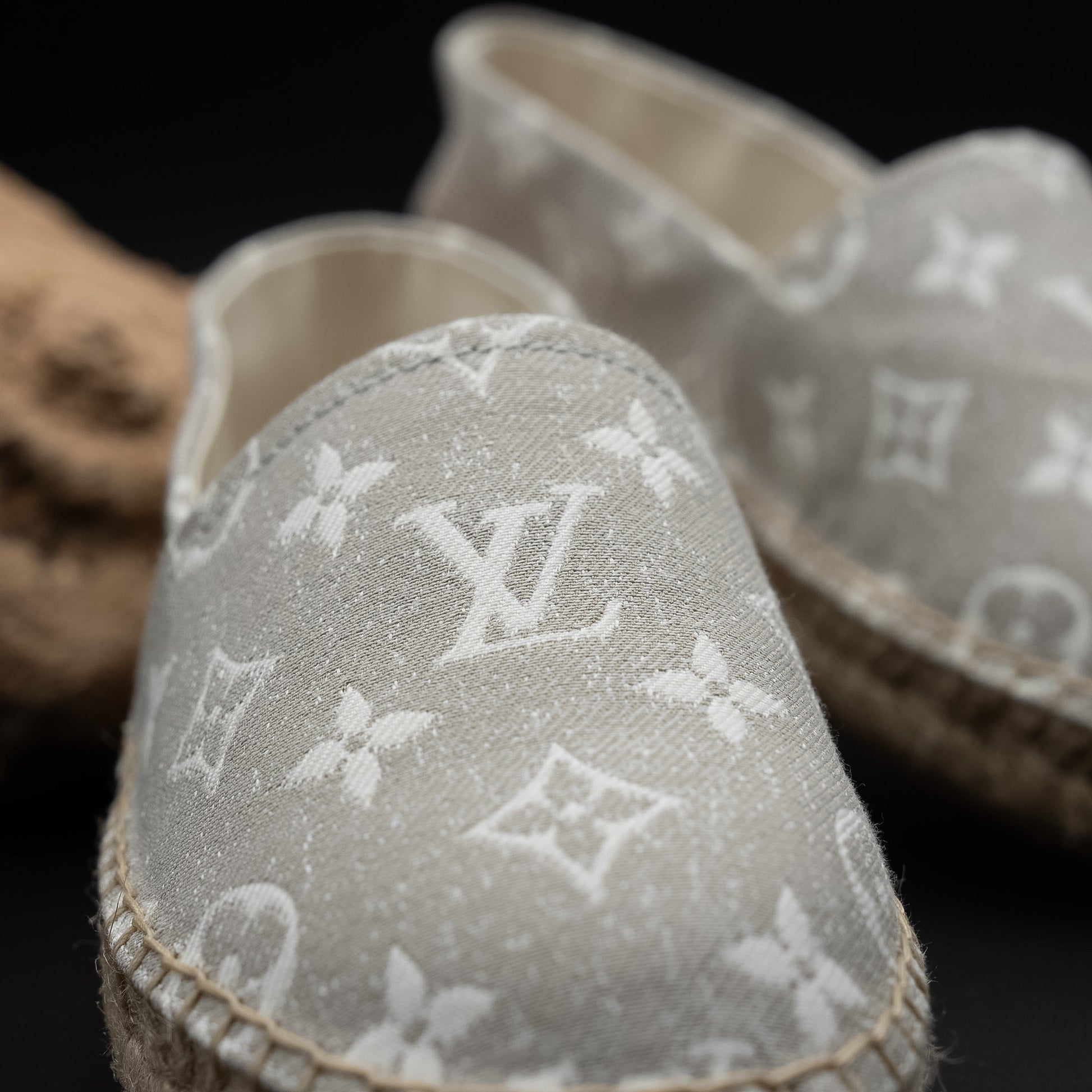 Louis Vuitton Starboard Flat Espadrilles in Beige/Grey Monogram Canvas (Size 37)