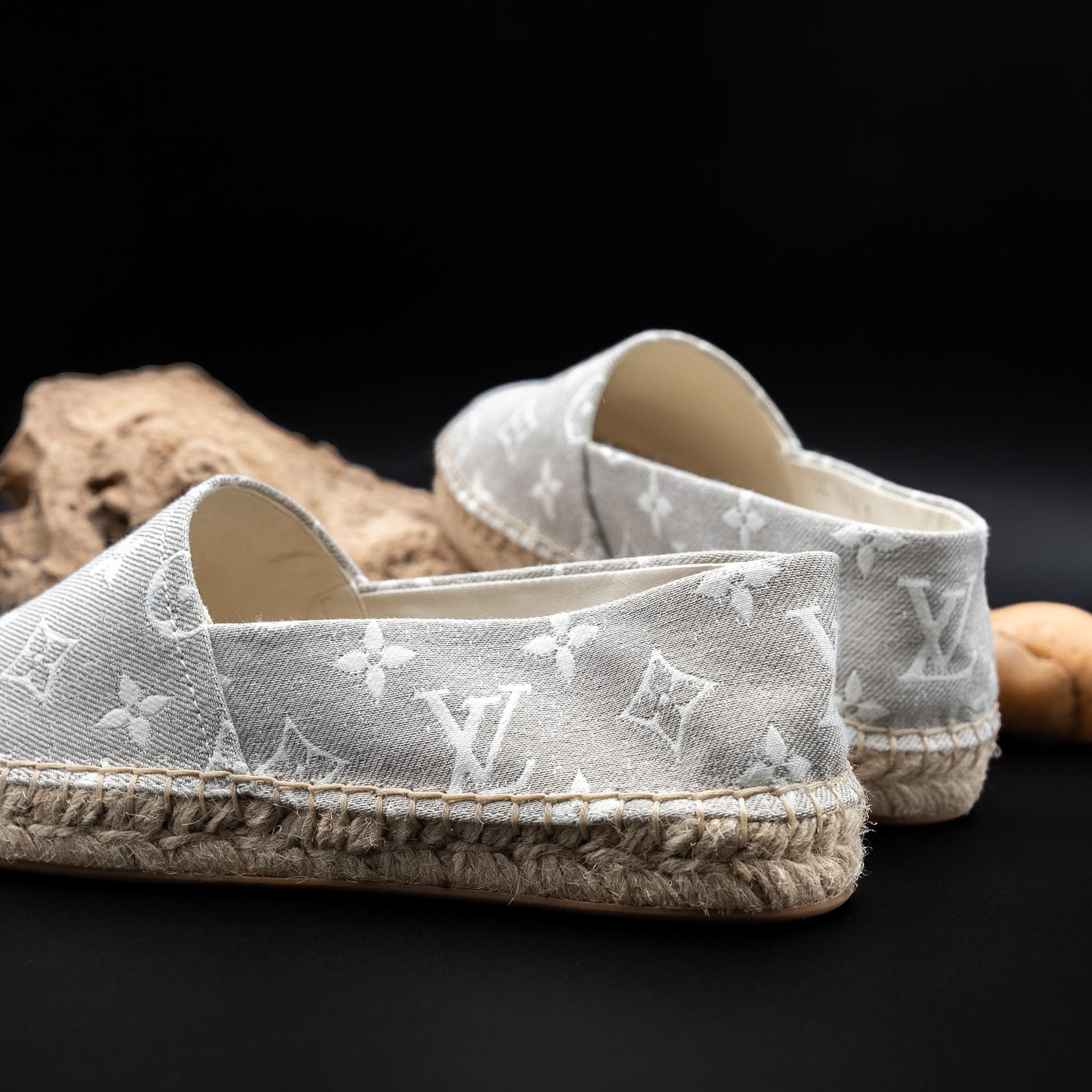 Louis Vuitton Starboard Flat Espadrilles in Beige/Grey Monogram Canvas (Size 37)