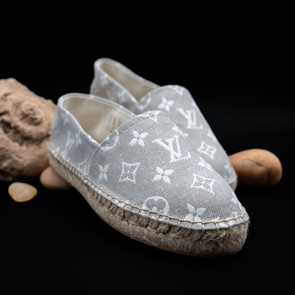 Louis Vuitton Starboard Flat Espadrilles in Beige/Grey Monogram Canvas (Size 37)