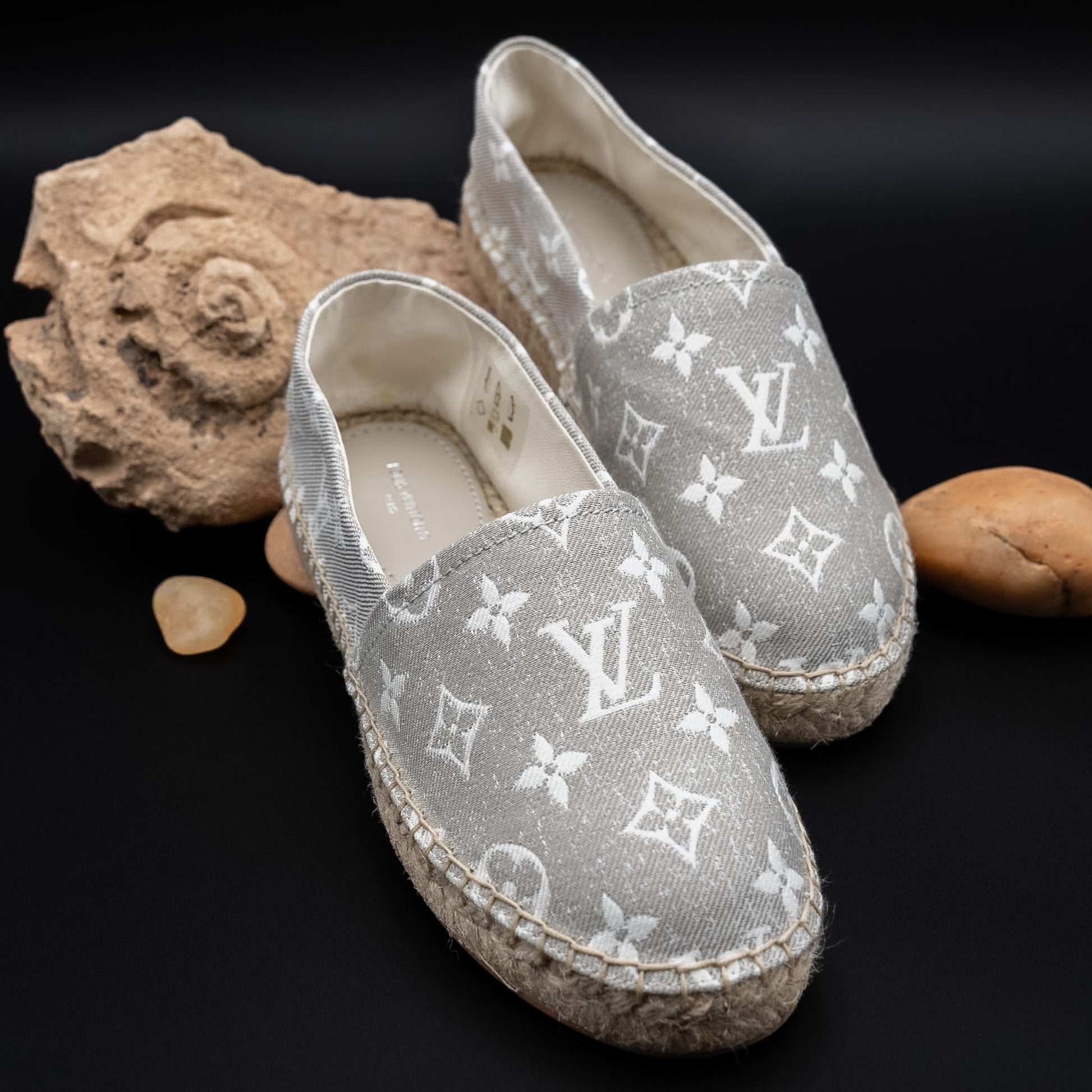 Louis Vuitton Starboard Flat Espadrilles in Beige/Grey Monogram Canvas (Size 37)