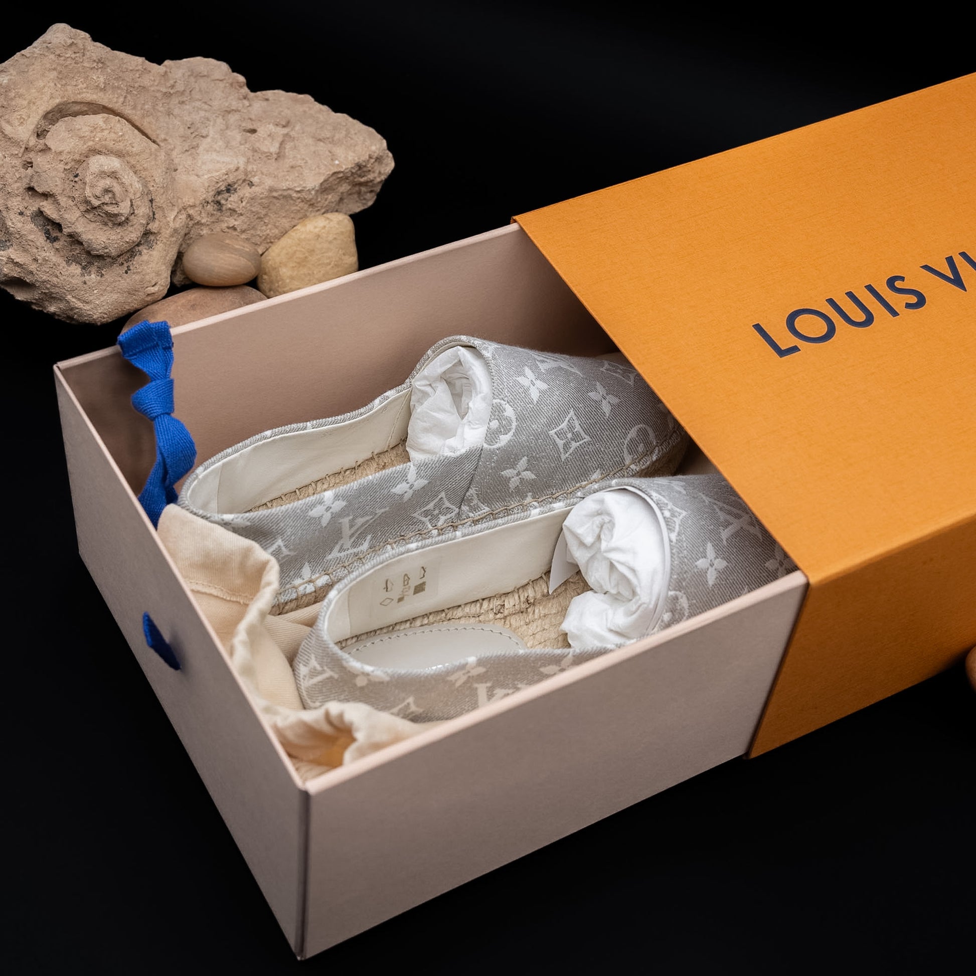 Louis Vuitton Starboard Flat Espadrilles in Beige/Grey Monogram Canvas (Size 37)