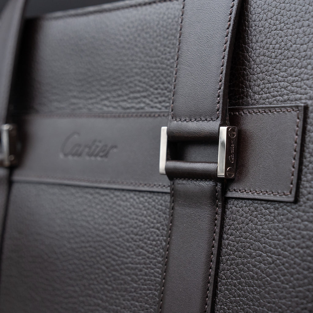 Cartier Pasha de Cartier Document Holder in Chocolate Brown Grained Calfskin Leather from the 2000's