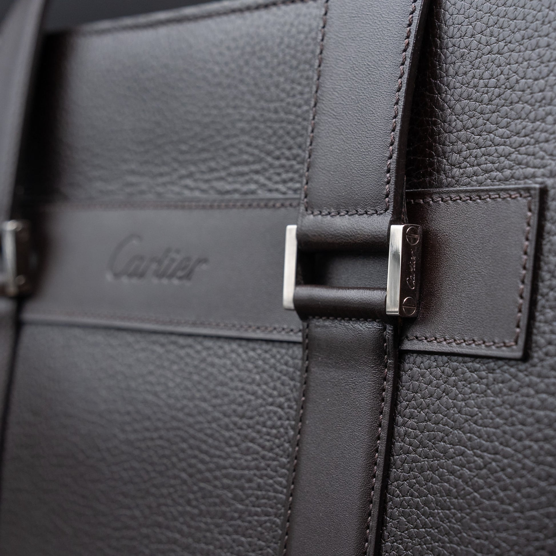 Cartier Pasha de Cartier Document Holder in Chocolate Brown Grained Calfskin Leather from the 2000's
