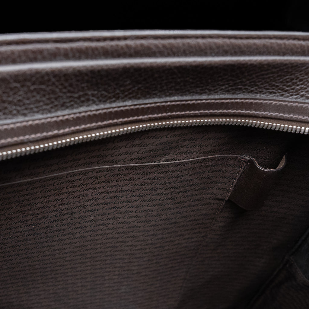Cartier Pasha de Cartier Document Holder in Chocolate Brown Grained Calfskin Leather from the 2000's