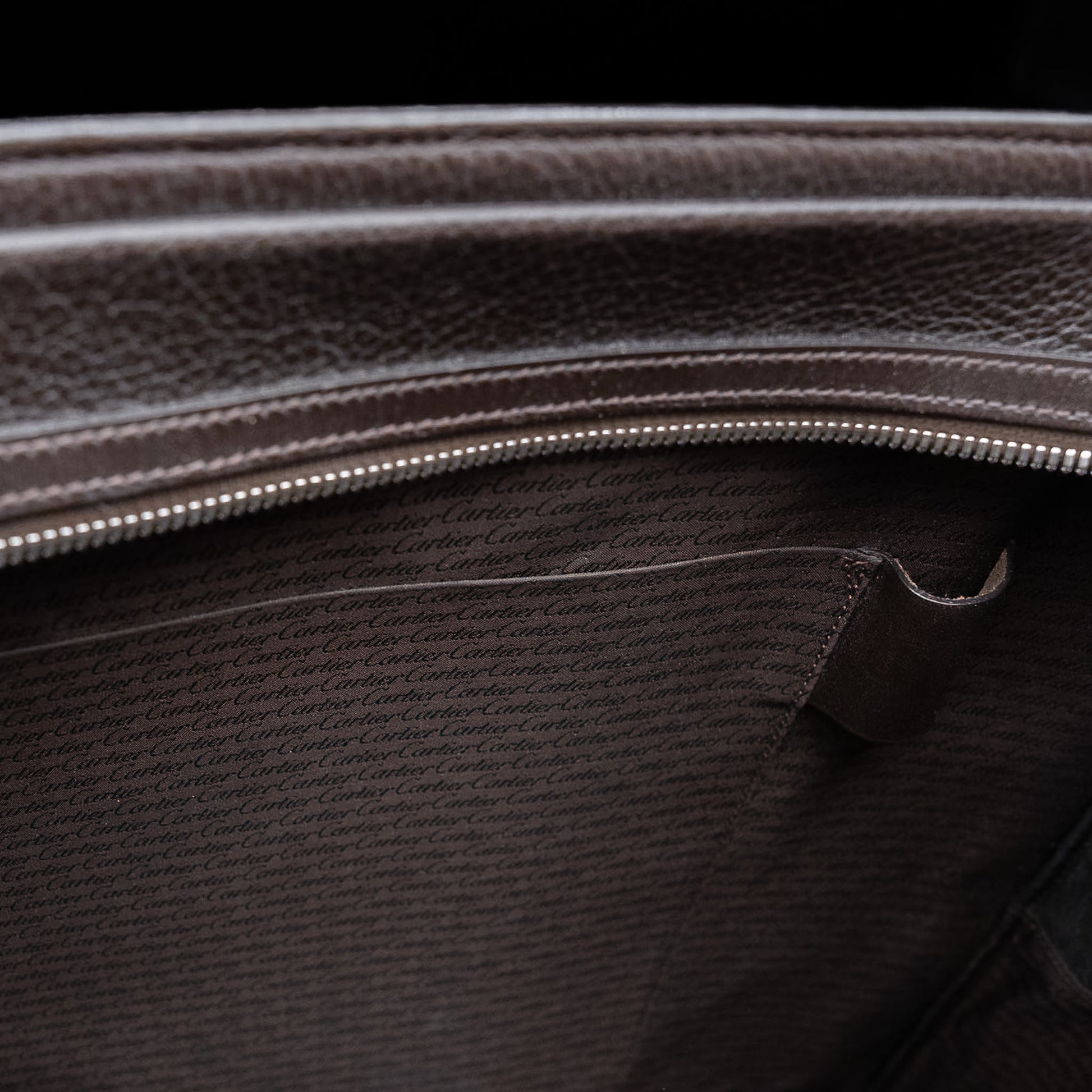 Cartier Pasha de Cartier Document Holder in Chocolate Brown Grained Calfskin Leather from the 2000's