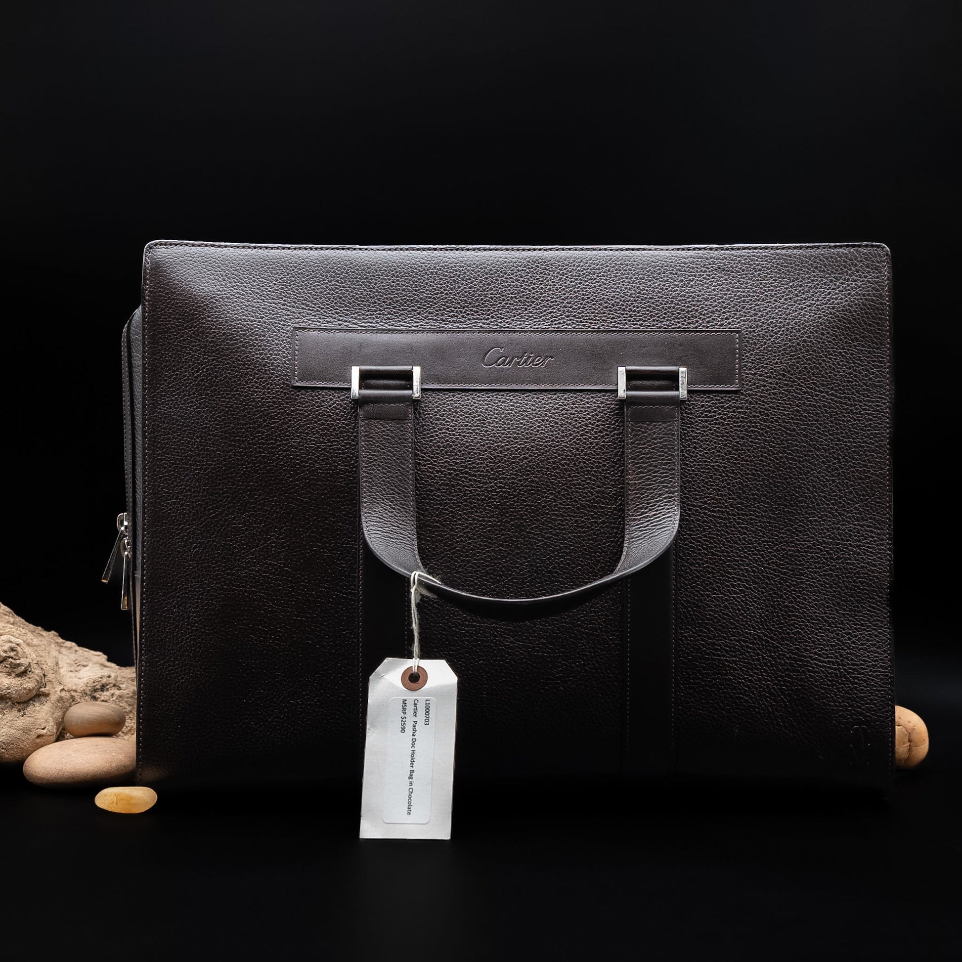 Cartier Pasha de Cartier Document Holder in Chocolate Brown Grained Calfskin Leather from the 2000's