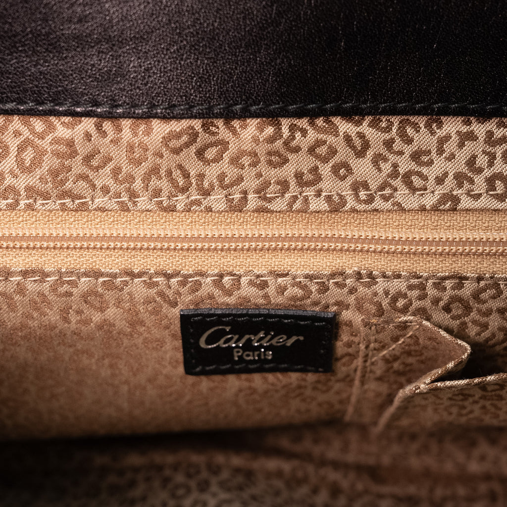 Cartier Panthère Shoulder Bag in Black Calfskin Leather from the 1990's