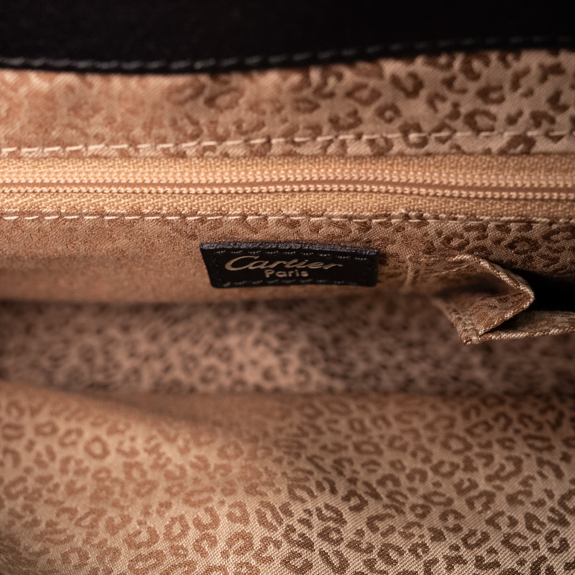 Cartier Panthère Shoulder Bag in Black Calfskin Leather from the 1990's