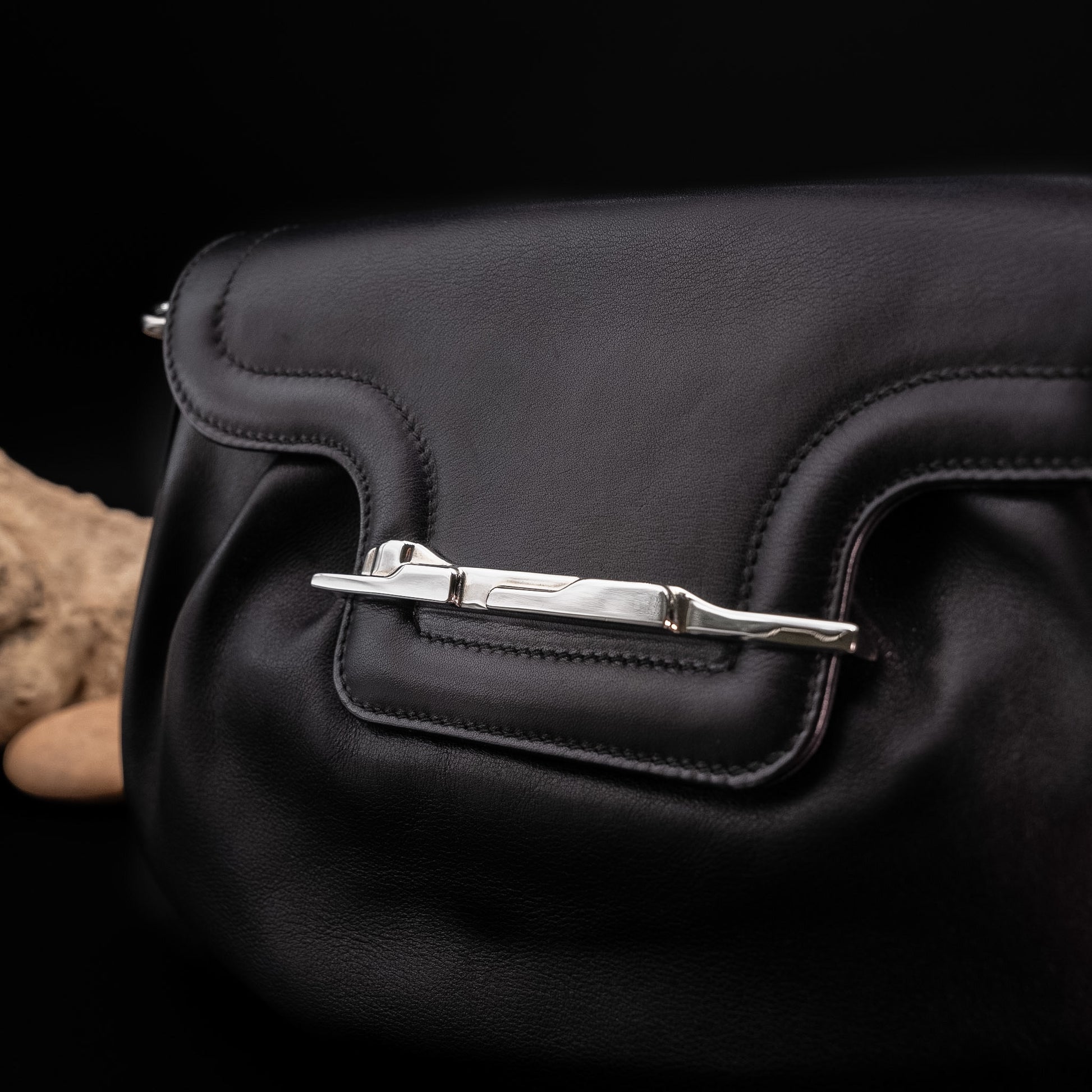 Cartier Panthère Shoulder Bag in Black Calfskin Leather from the 1990's