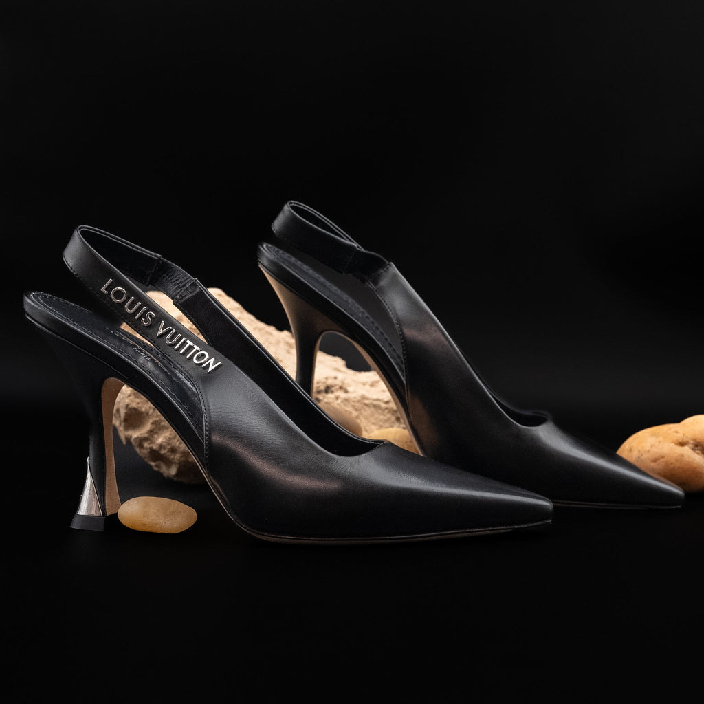 Louis Vuitton Sparkle Slingback Pumps in Black Calfskin Leather (Size 36)