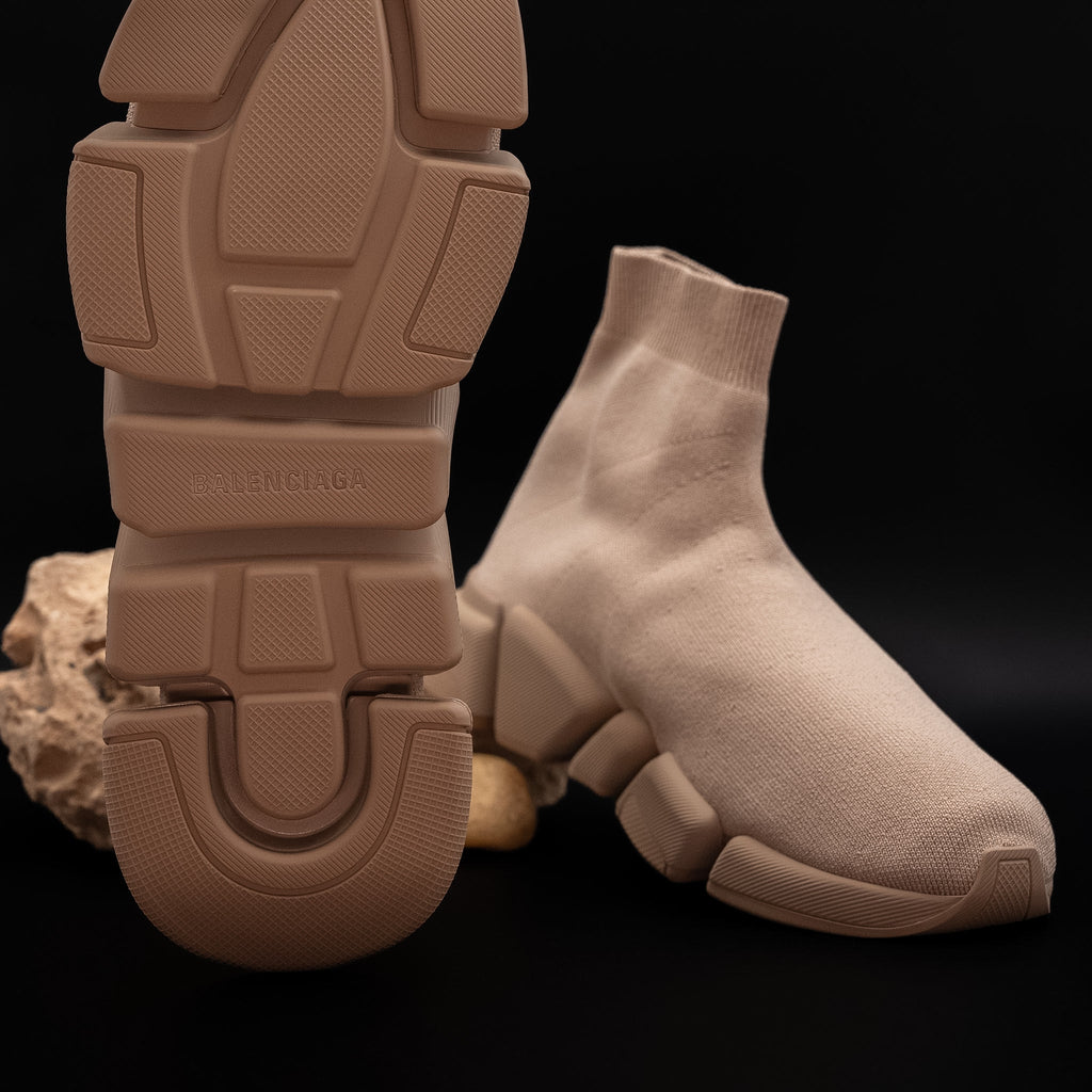 Balenciaga Speed 2.0 Recycled Knit Sneakers in Beige (Size 42)