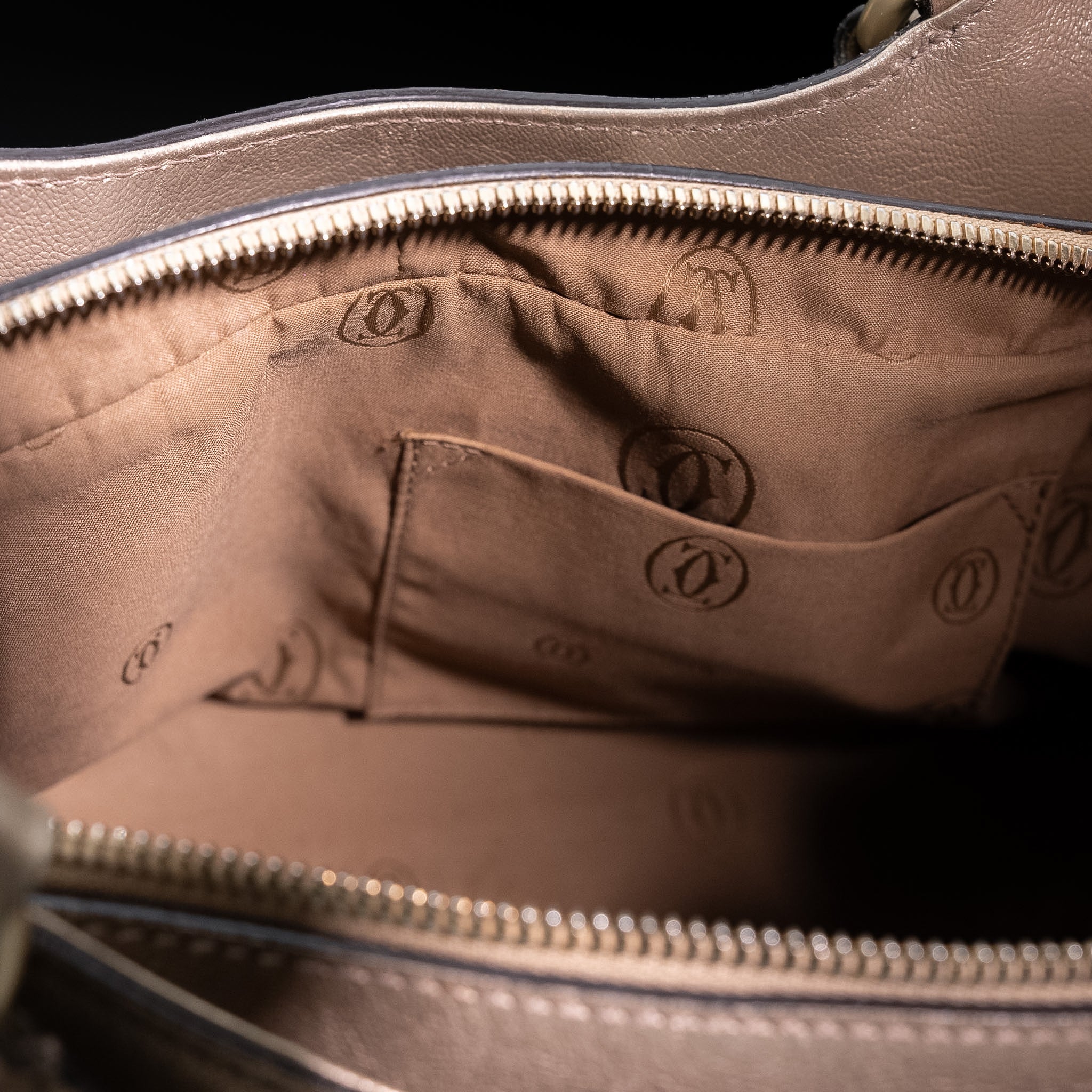 Cartier Marcello de Cartier Metallic Gold Leather Top-Handle Shoulder Bag