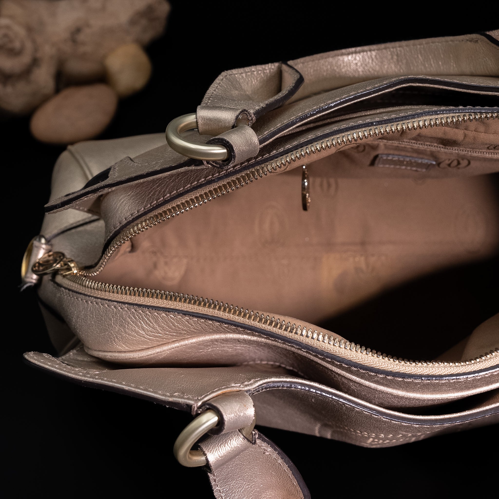 Cartier Marcello de Cartier Metallic Gold Leather Top-Handle Shoulder Bag